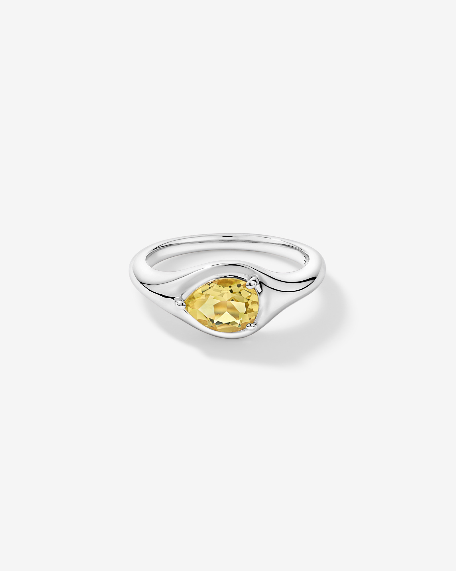 Pear Cut Lemon Quartz East-to-West Set Ring 10kt Gold