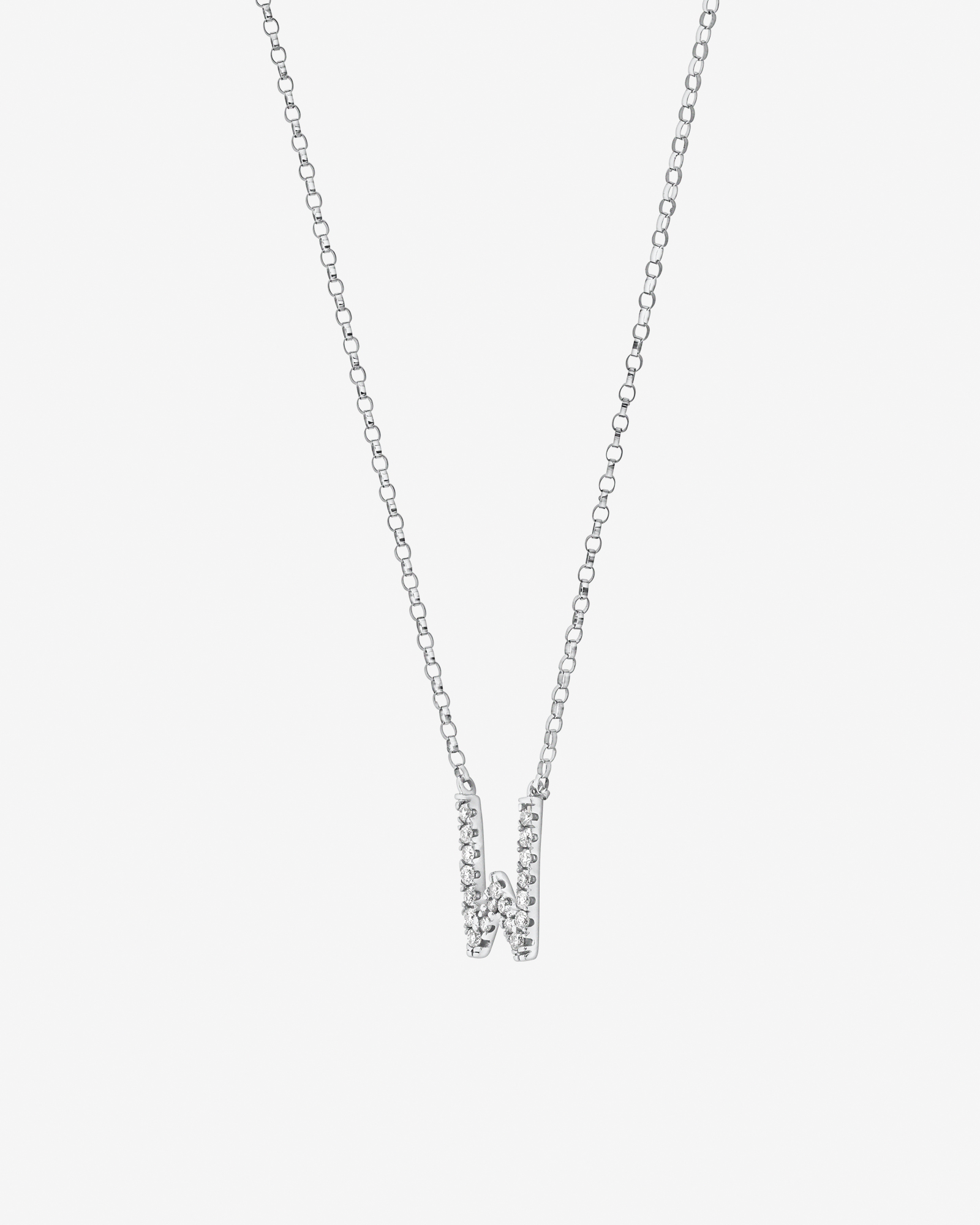 W Initial Necklace with 0.10 Carat TW of Diamonds in 10kt White Gold