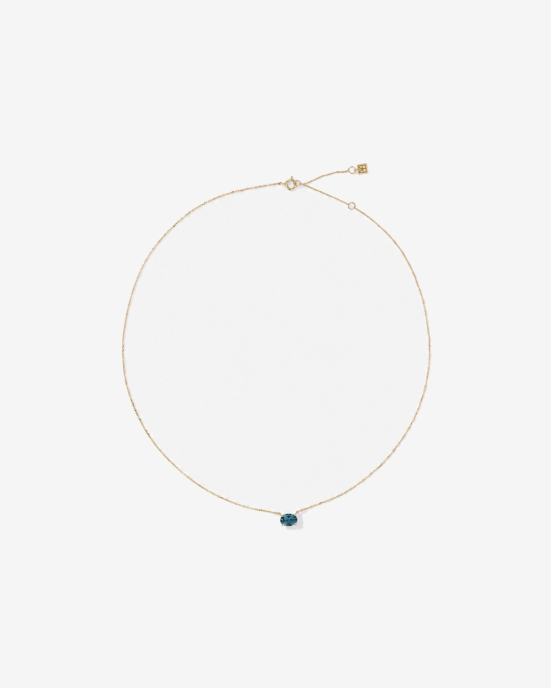 Oval East-West London Blue Topaz Necklace in 10kt Yellow Gold