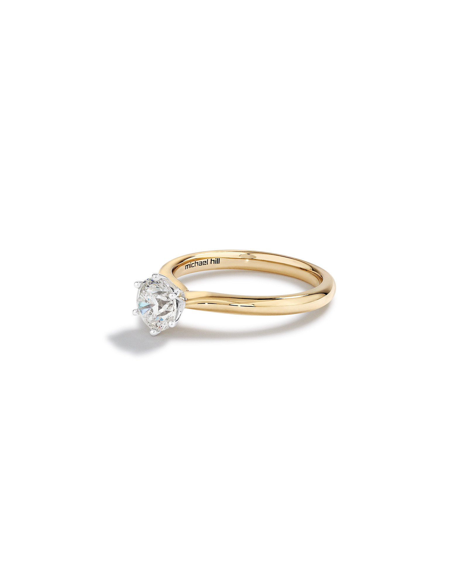 Bague de fiançailles en or blanc et jaune 18 K à diamant solitaire certifié totalisant 1 ct