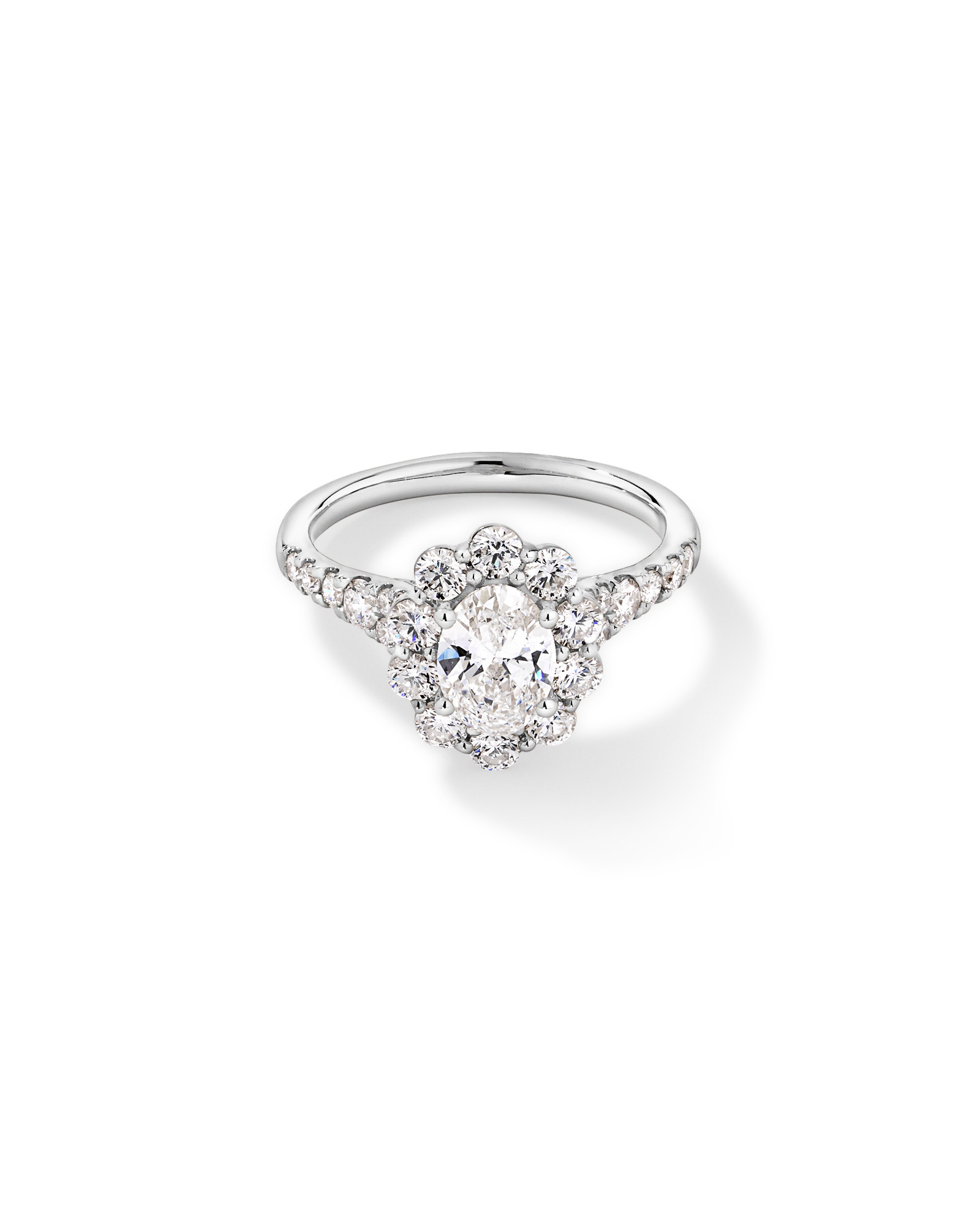 2.15 Carat TW Oval Halo Laboratory-Grown Diamond Ring 14kt Gold