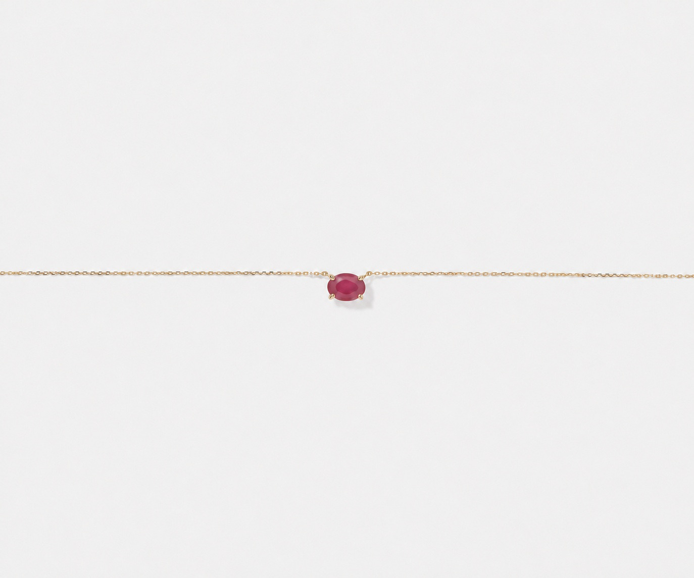 Oval East-West Ruby Necklace in 10kt Yellow Gold