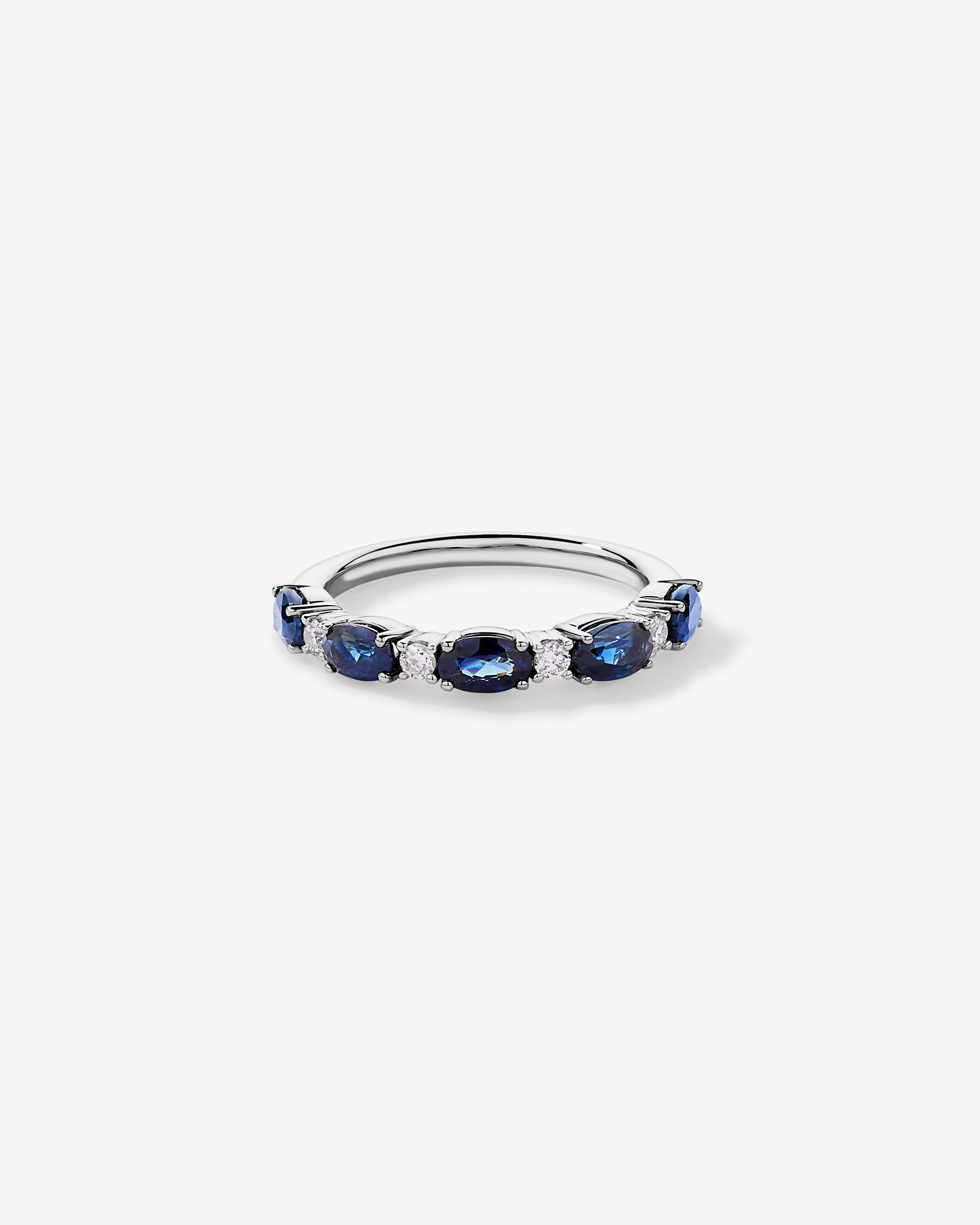 Australian Sapphire & 0.12 Carat TW Diamond Alternating Ring 10kt Gold