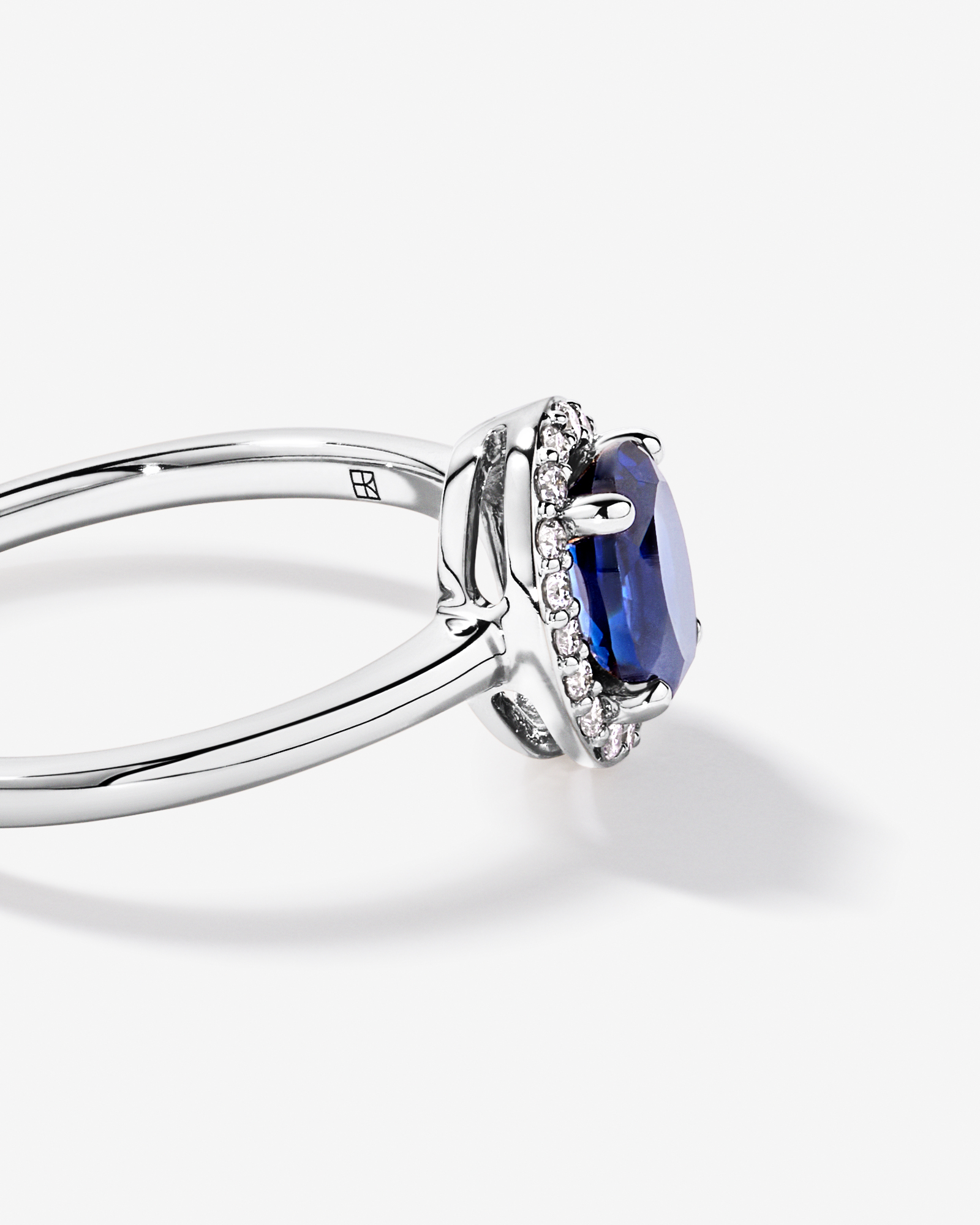 Created Sapphire & 0.10 Carat TW Laboratory-Grown Diamond Halo Ring 10kt White Gold