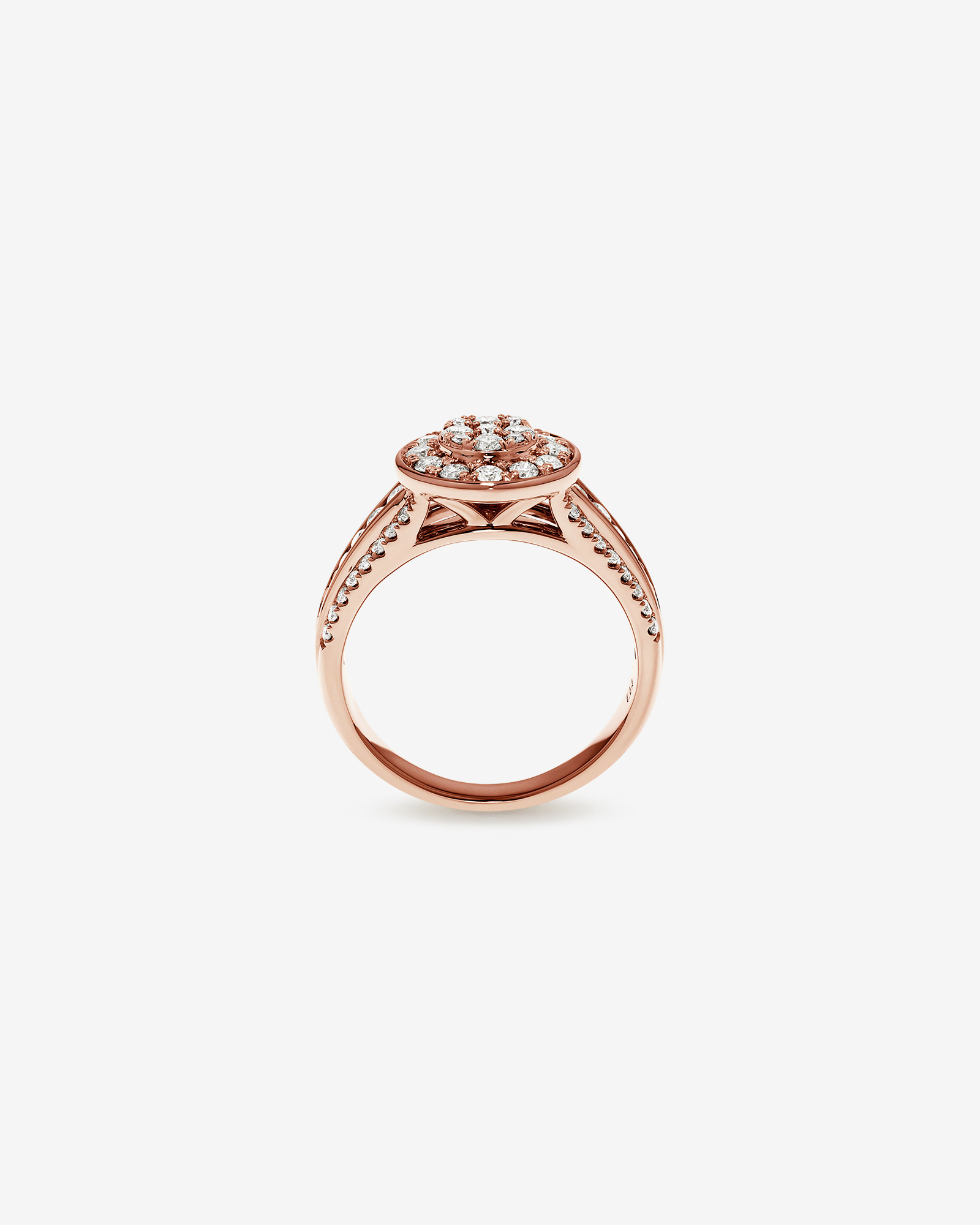 Bague en or rose 10 carats avec motif de diamants ronds (poids total 0,85 carat)