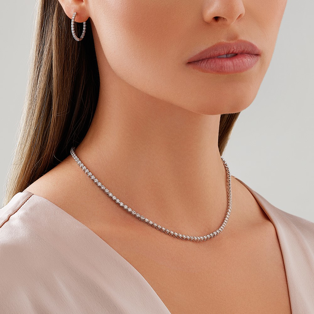 Carat TW Laboratory-Grown Diamond Tennis Necklace set in 10kt Gold