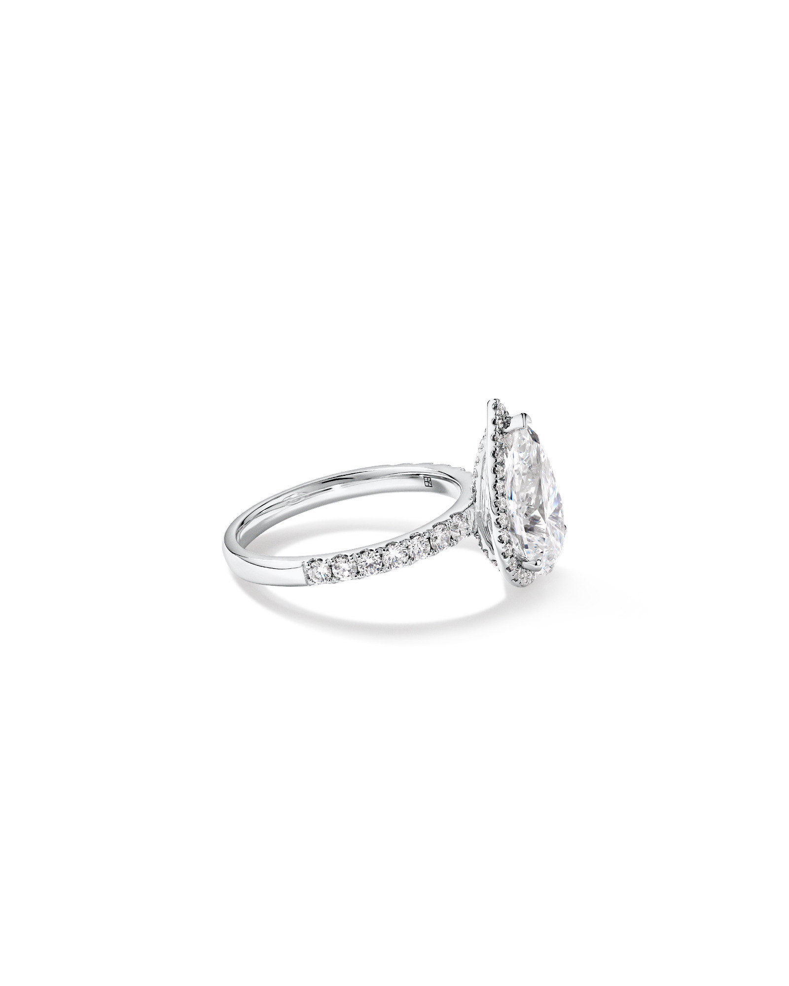 3.60 Carat TW Pear Cut Laboratory-Grown Diamond Halo Engagement Ring in 18kt White Gold