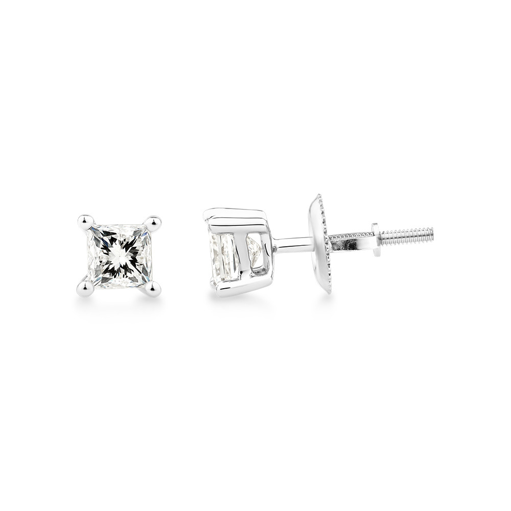 Certified Stud Earrings with 0.96 Carat TW of Diamonds in 14kt White Gold