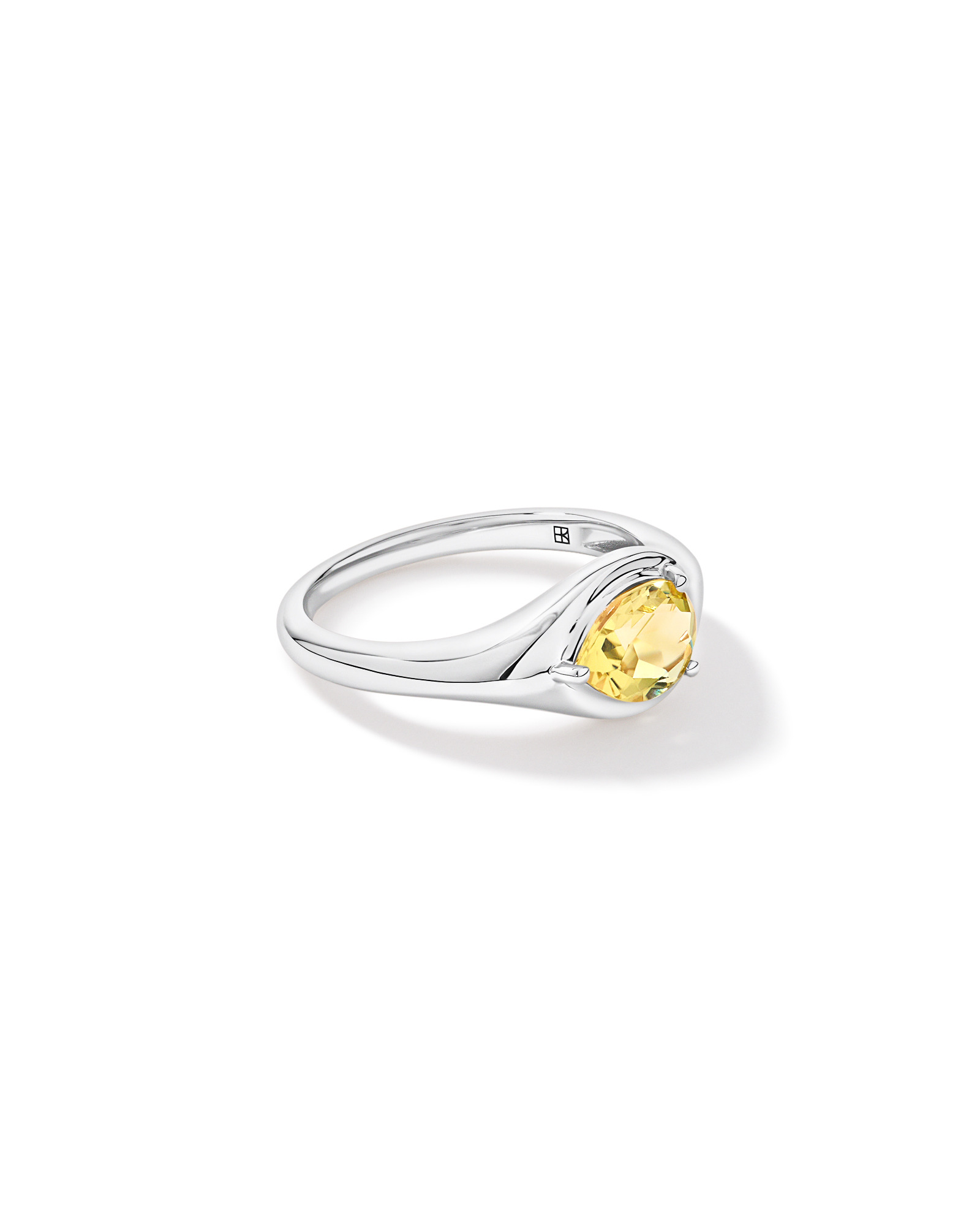Pear Cut Lemon Quartz East-to-West Set Ring 10kt Gold
