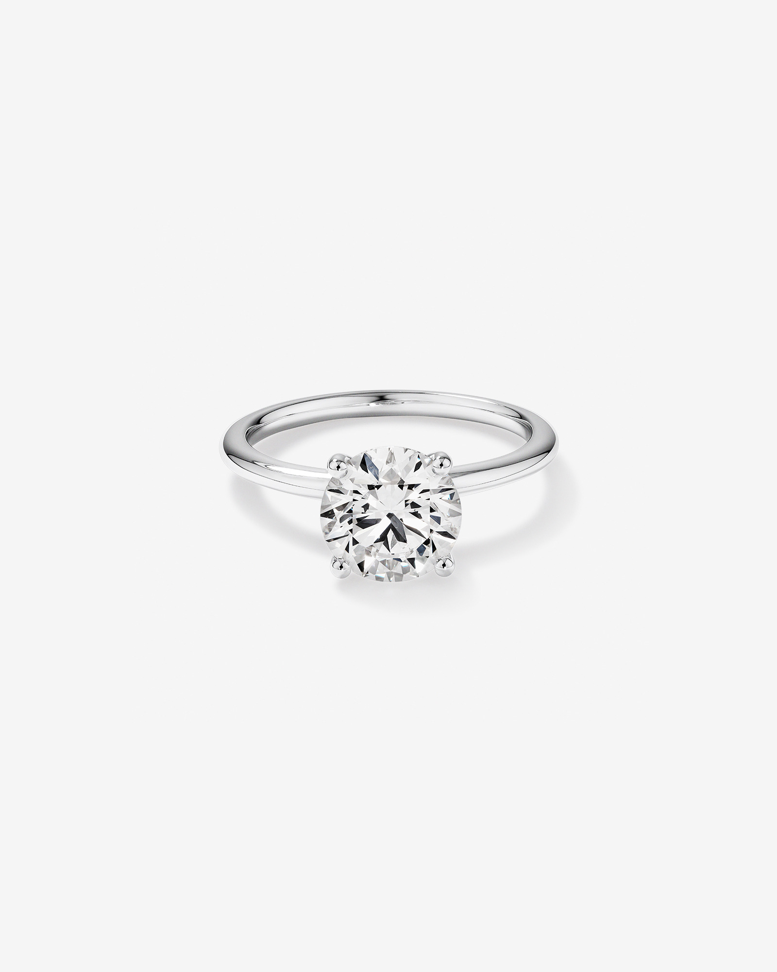 Bague De Fiançailles Solitaire En Diamant Laboratoire Rond Brillant 2 Carats Poids Total Or Blanc 14