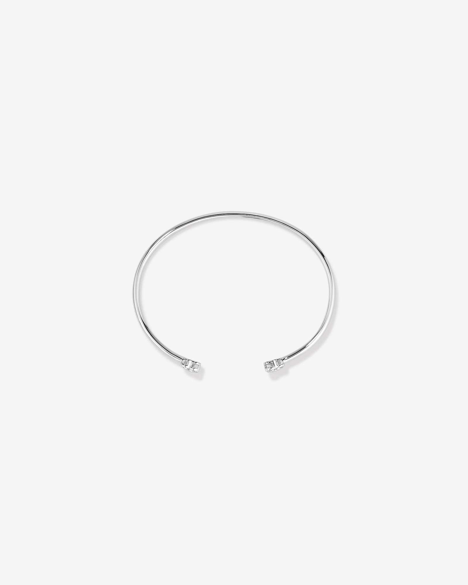 Pavé Set Cubic Zirconia Puff Heart Open Cuff Bangle in Sterling Silver