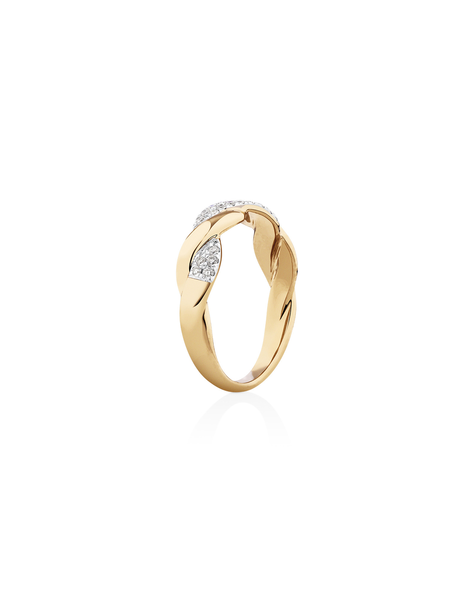 Bague torsadée en or jaune 10 K avec diamants totalisant 0,20 ct
