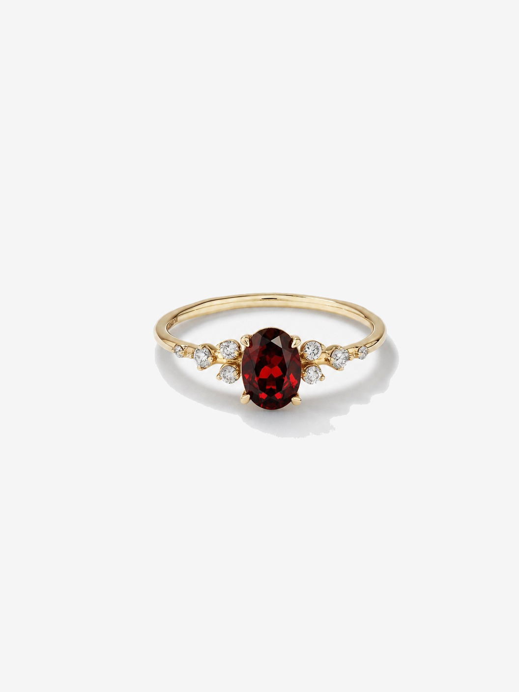 Bague Grenat avec diamants 0,12 ct PT en or jaune 10