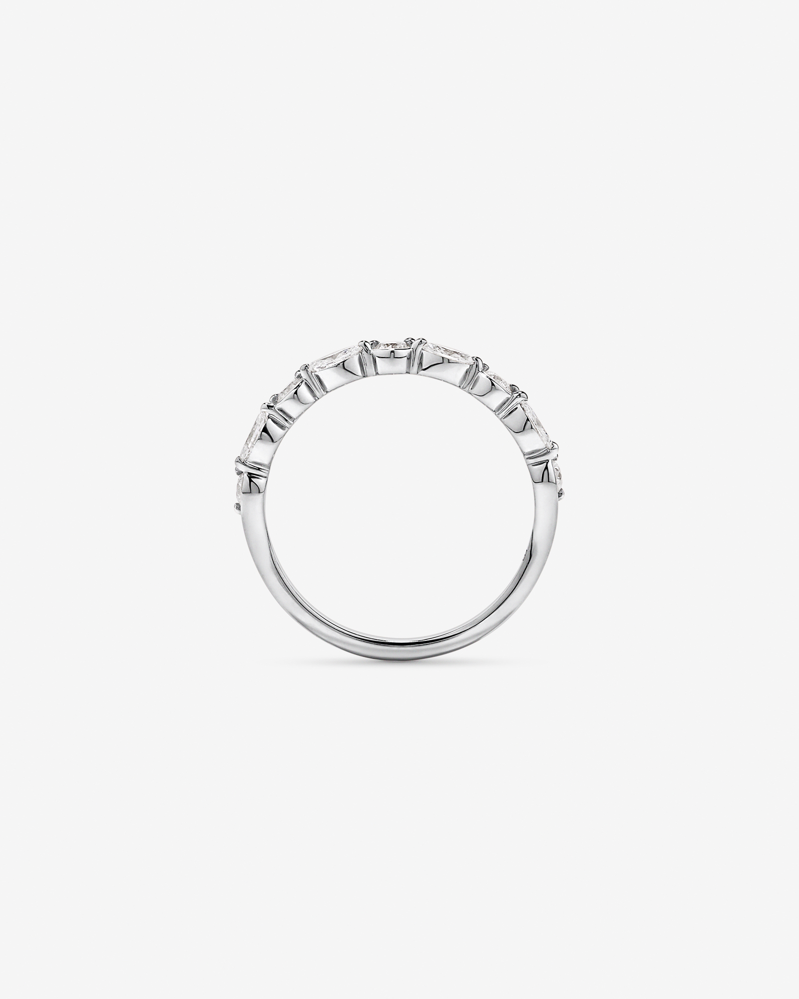 0.43TW Marquise and Round Brilliant Diamond Twist Wedding Ring 14kt Gold