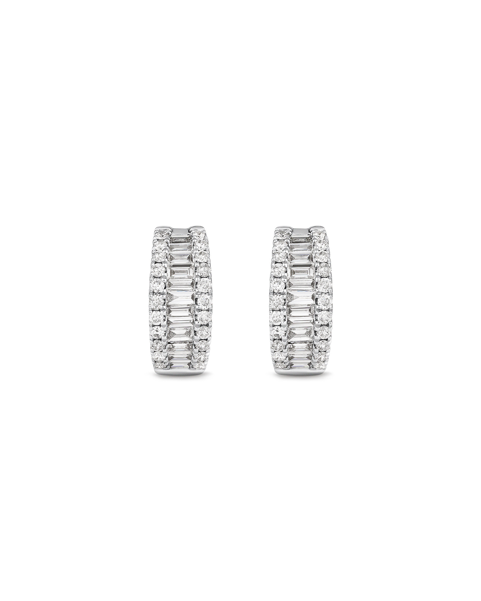 Boucles d'Oreilles Créoles Dot Dash de Diamant de 1,00 Carat TW en Or Blanc 14kt