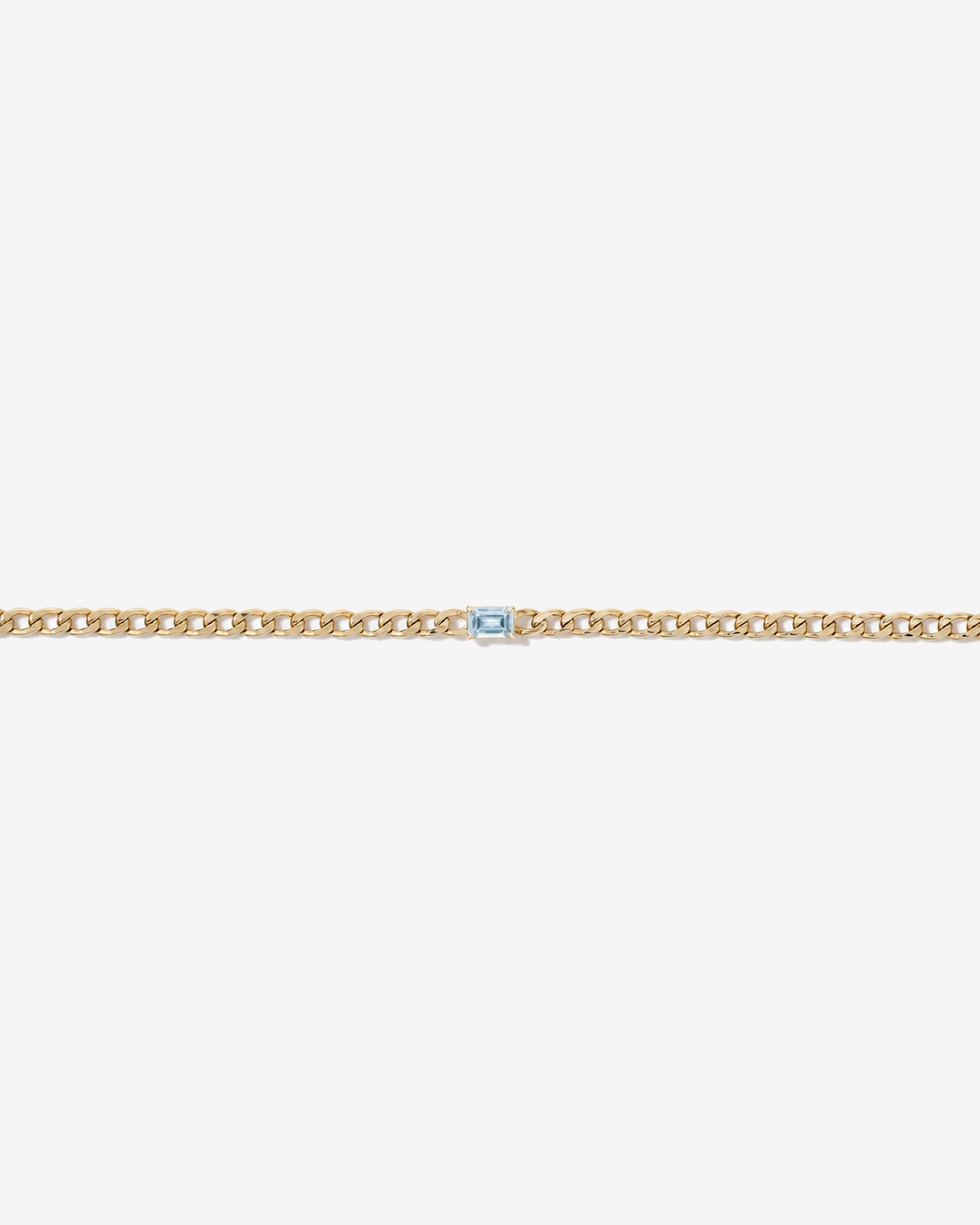 Bracelet gourmette Aigue-marine en or jaune 10 ct