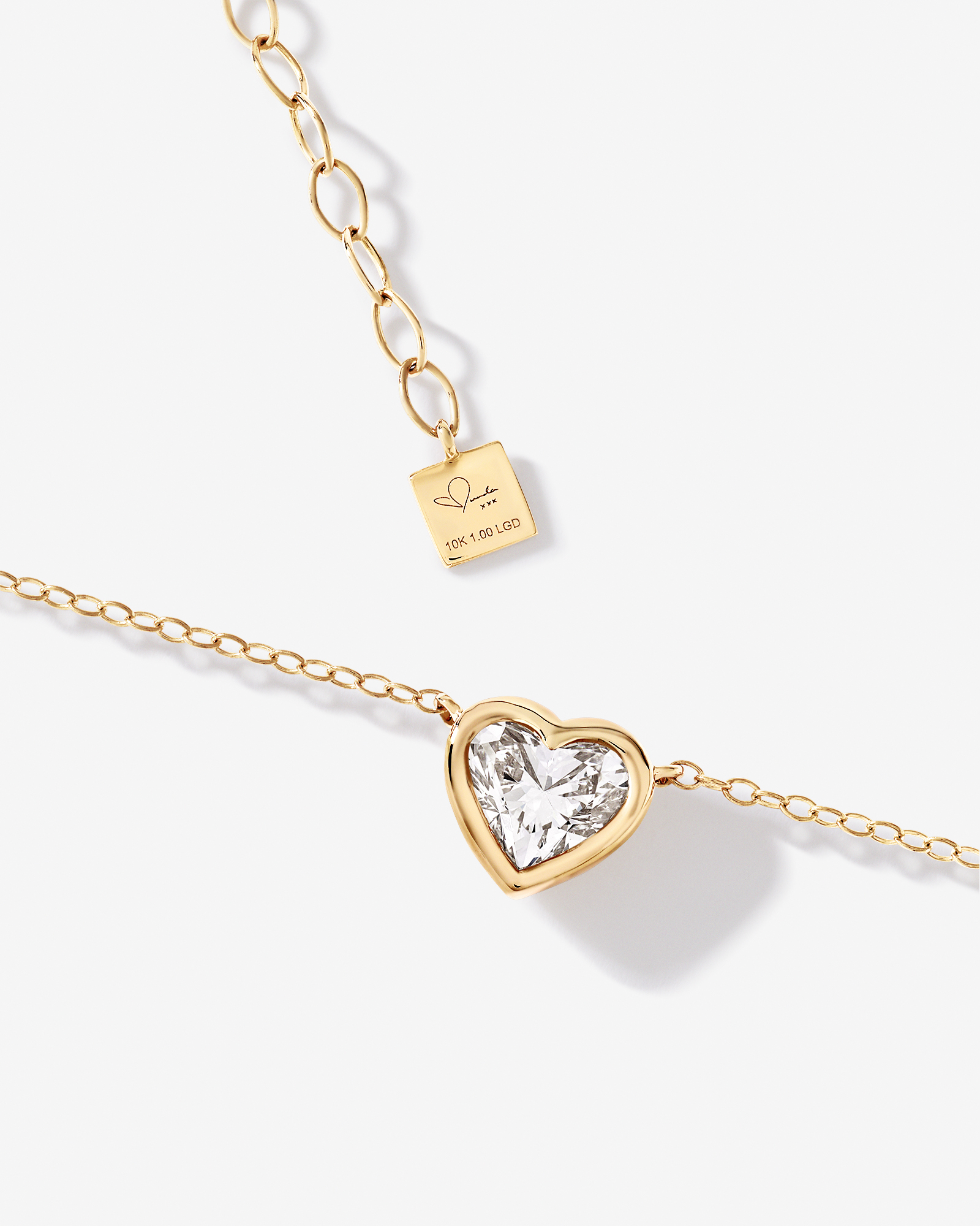 1.00 Carat TW Laboratory-Grown Diamond Heart Necklace in 10kt Yellow Gold