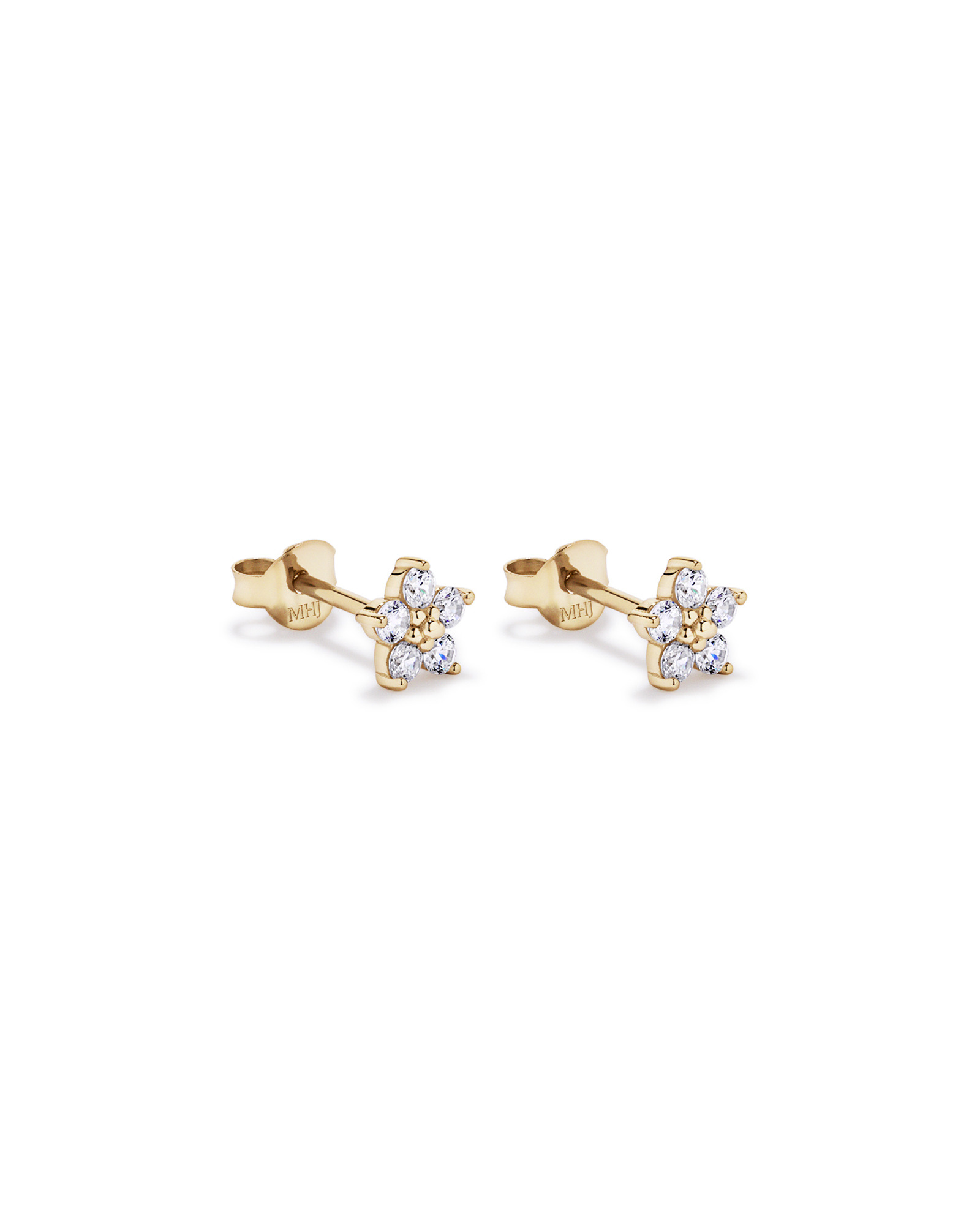 Boucles d’oreilles fleur en vermeil 18 ct avec zirconiums cubiques
