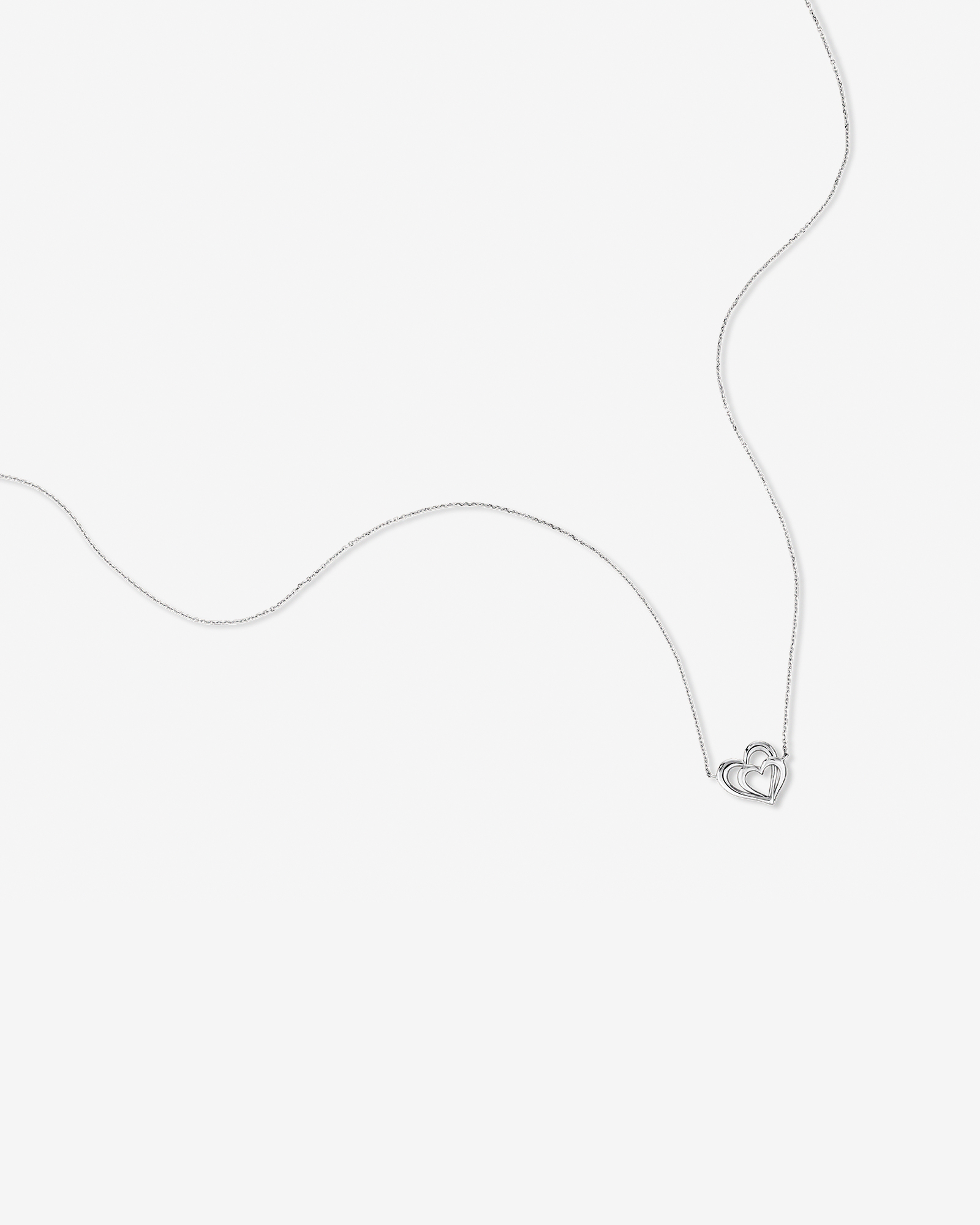 Double Open Heart Necklace in Sterling Silver