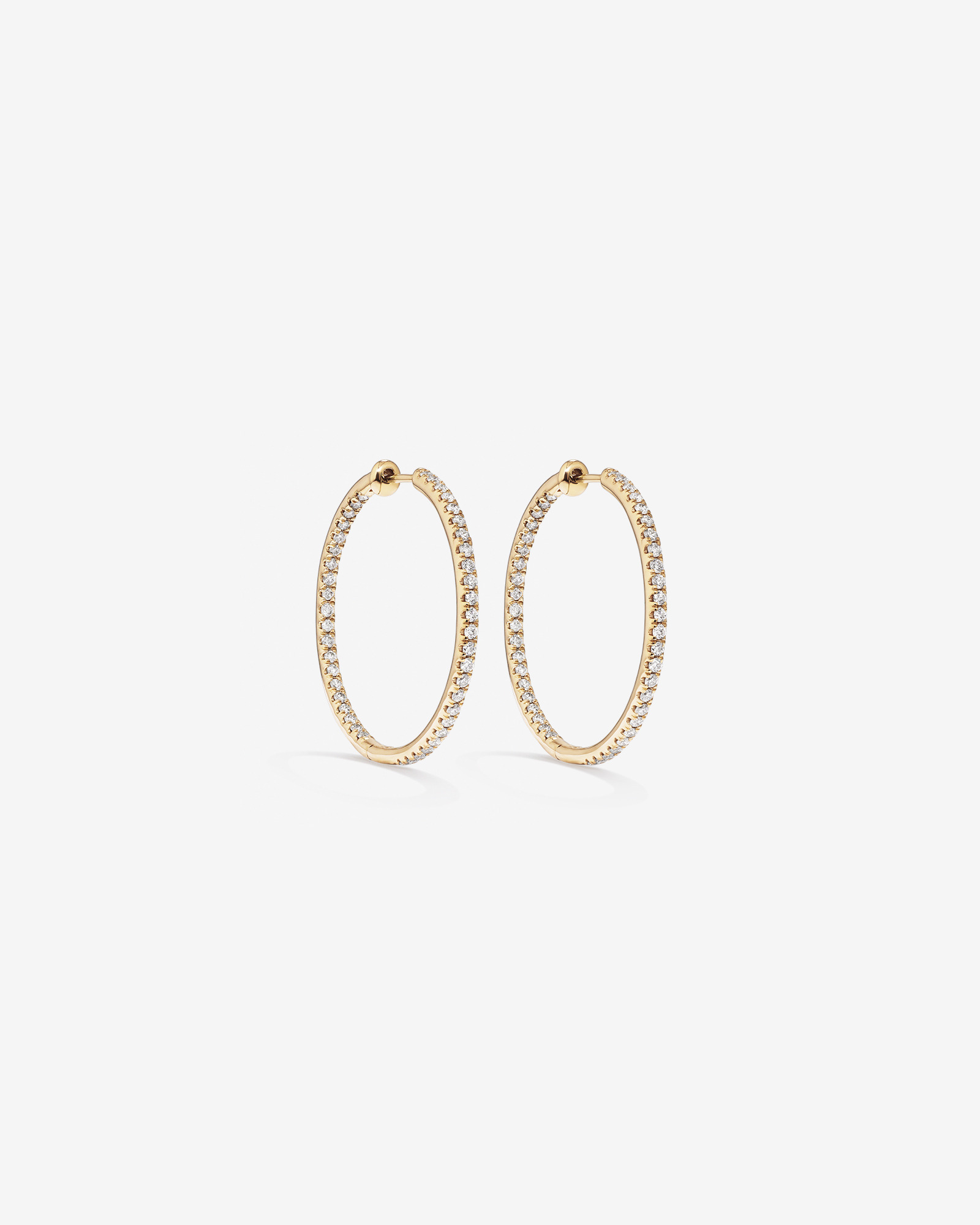Hoop Earrings With 1.00 Carat TW of Diamonds Set in 10kt Yellow Gold