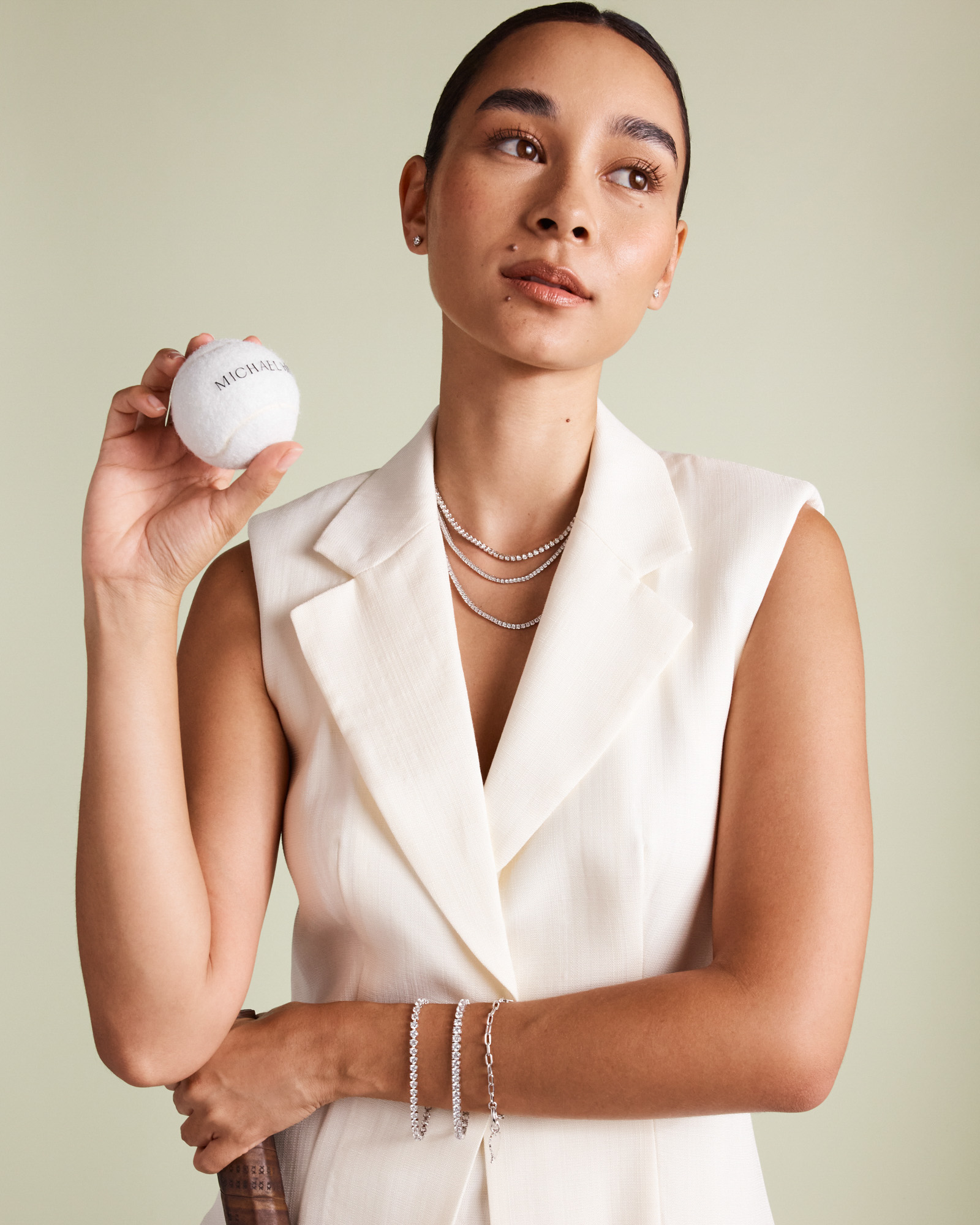 Collier de tennis en diamants cultivés laboratoire TW 4,00 carats serti or blanc 10