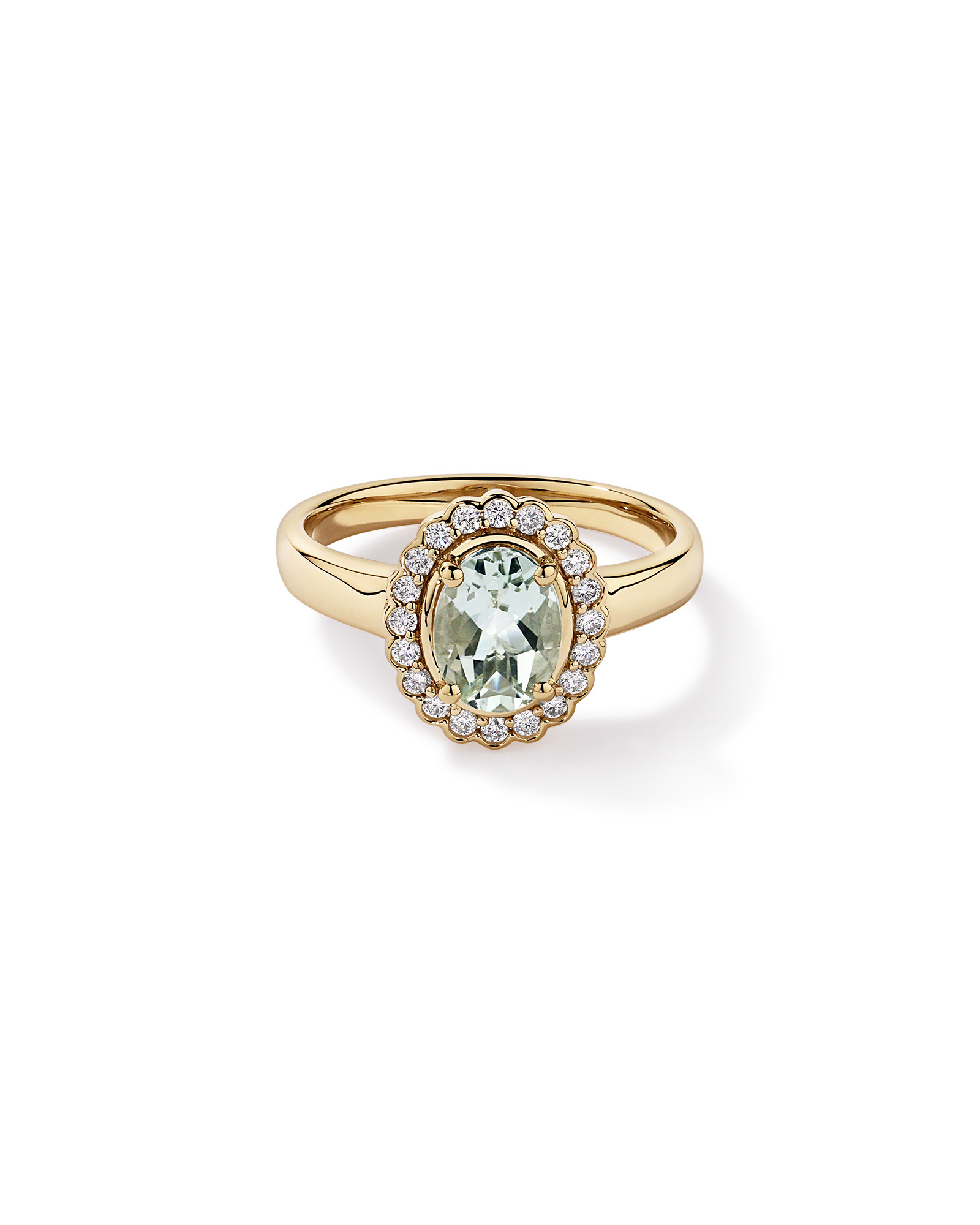 Améthyste verte & 0,20TW de bague Halo en diamant or jaune 10 carats