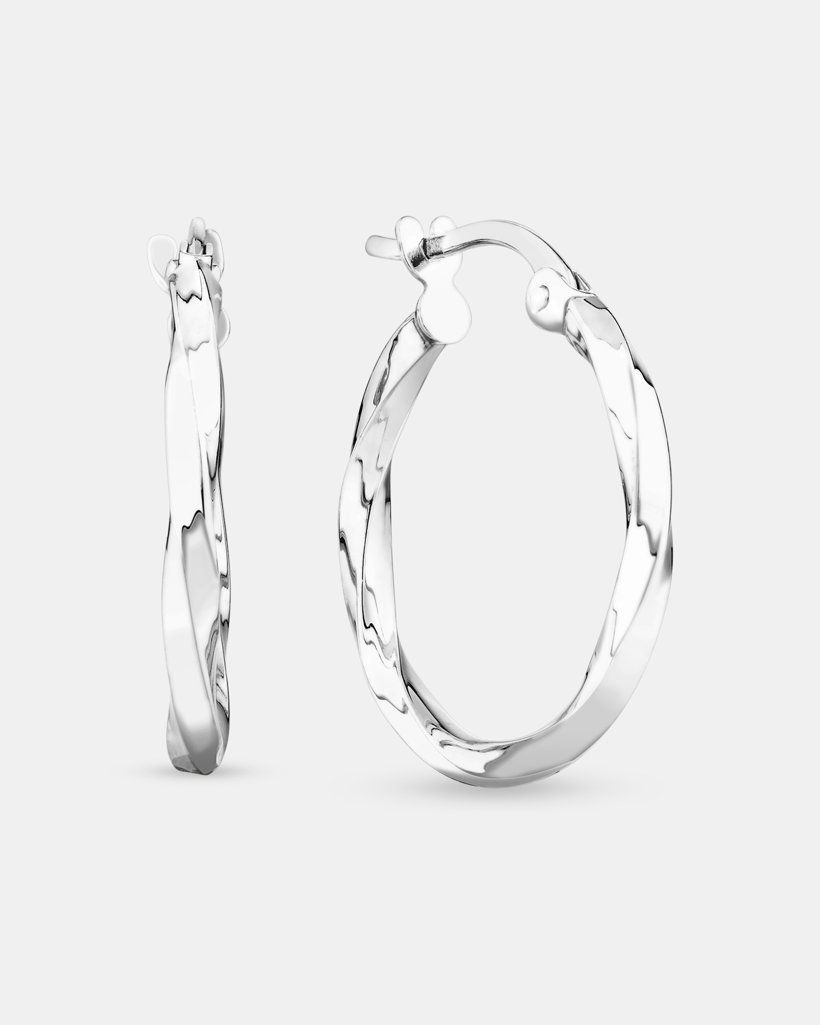 Anneaux torsadés carrés en or blanc 10 K