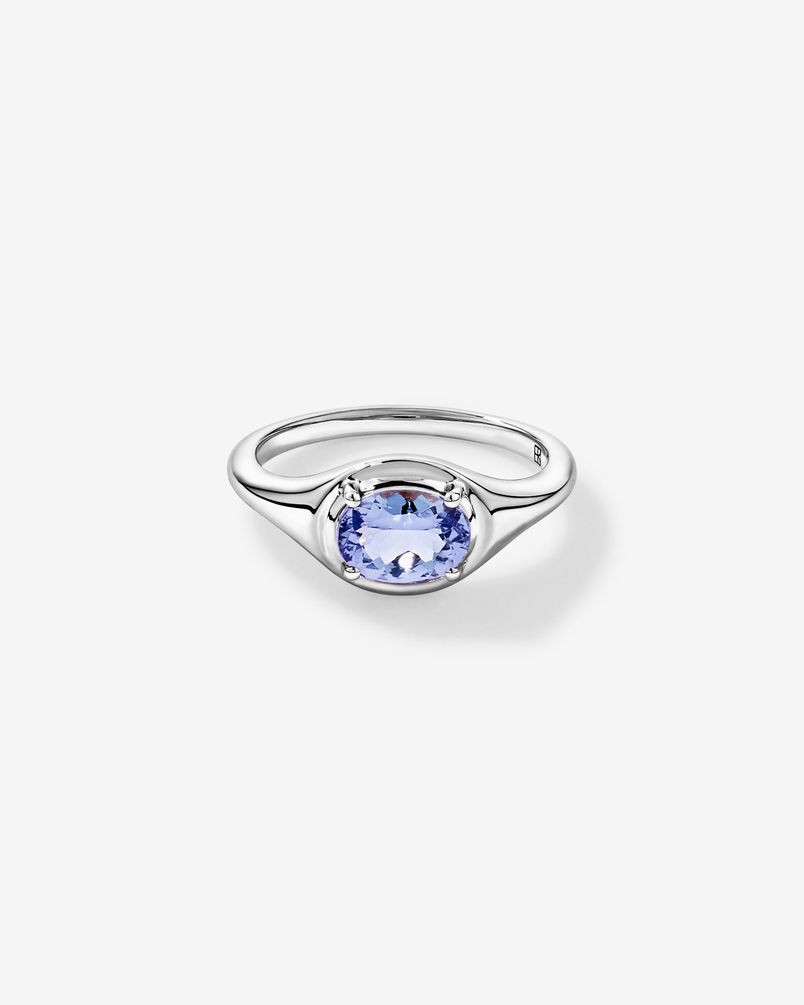 Oval Cut Tanzanite East-to-West Set Ring 10kt White Gold