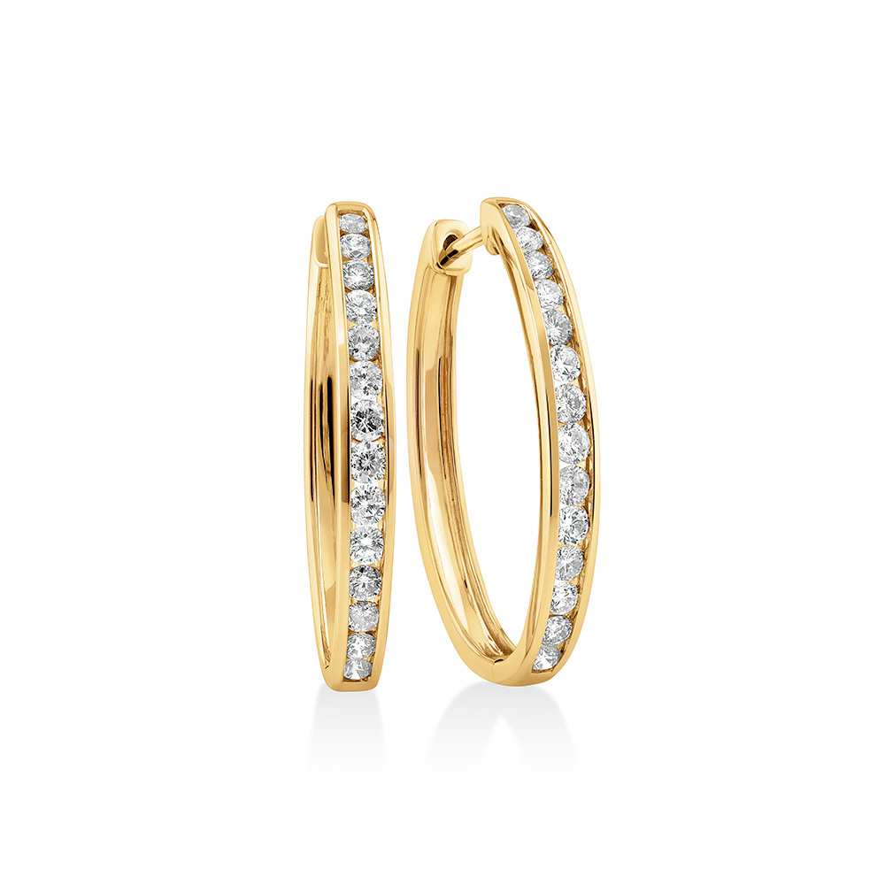 Huggie Earrings with 1.00 Carat TW of Diamonds in 10kt Yellow Gold