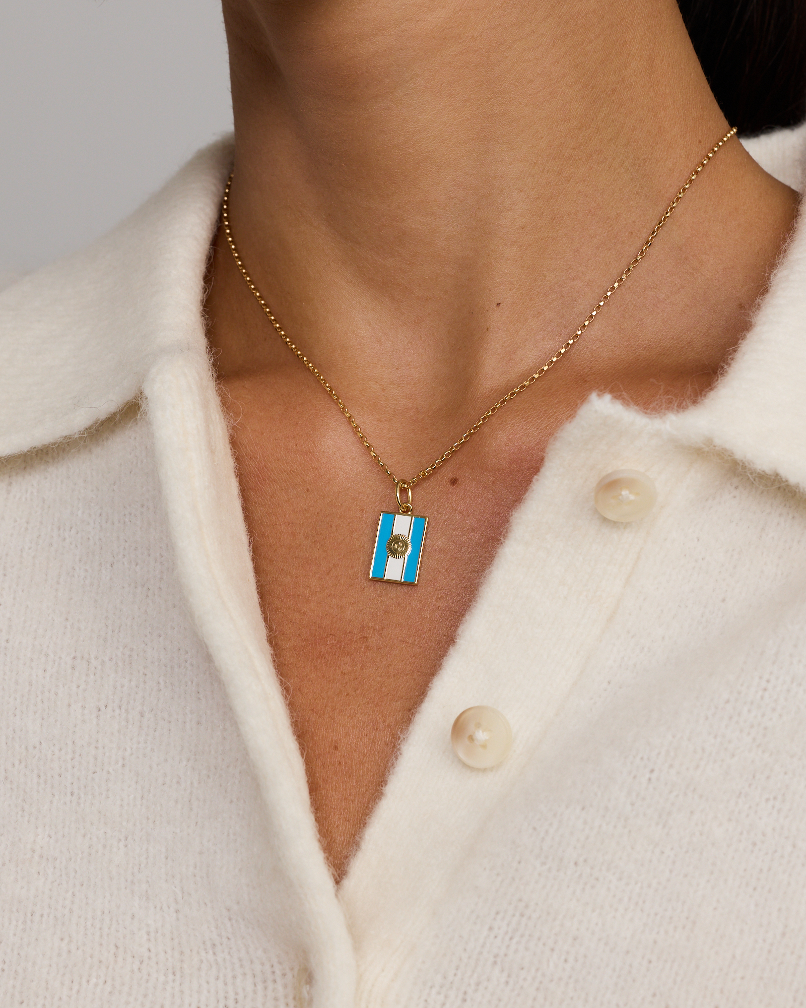 Argentina Flag Pendant in 18Kt Vermeil