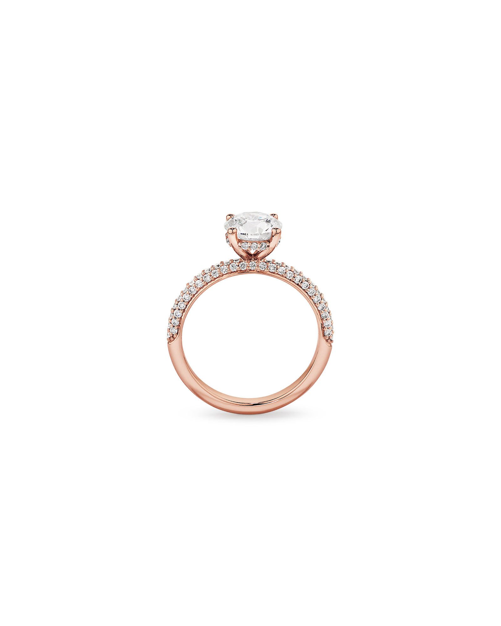 1.95 Carat TW Round Brilliant Laboratory-Grown Diamond Solitaire Side Accent Engagement Ring in 14kt Rose Gold