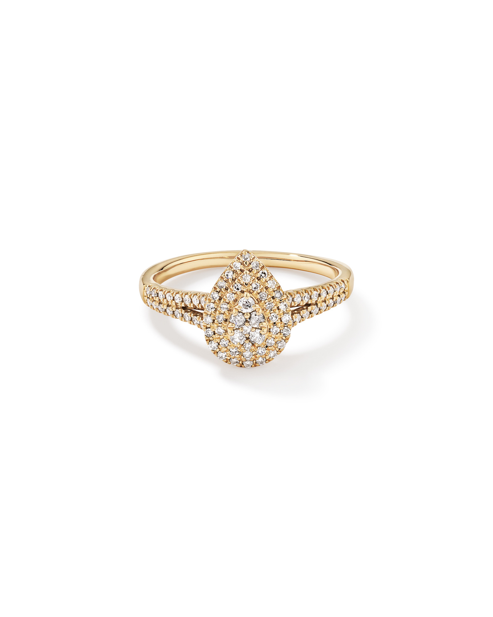 Bague halo de diamants en forme de poire de 0,30 carat en or jaune 10 kt