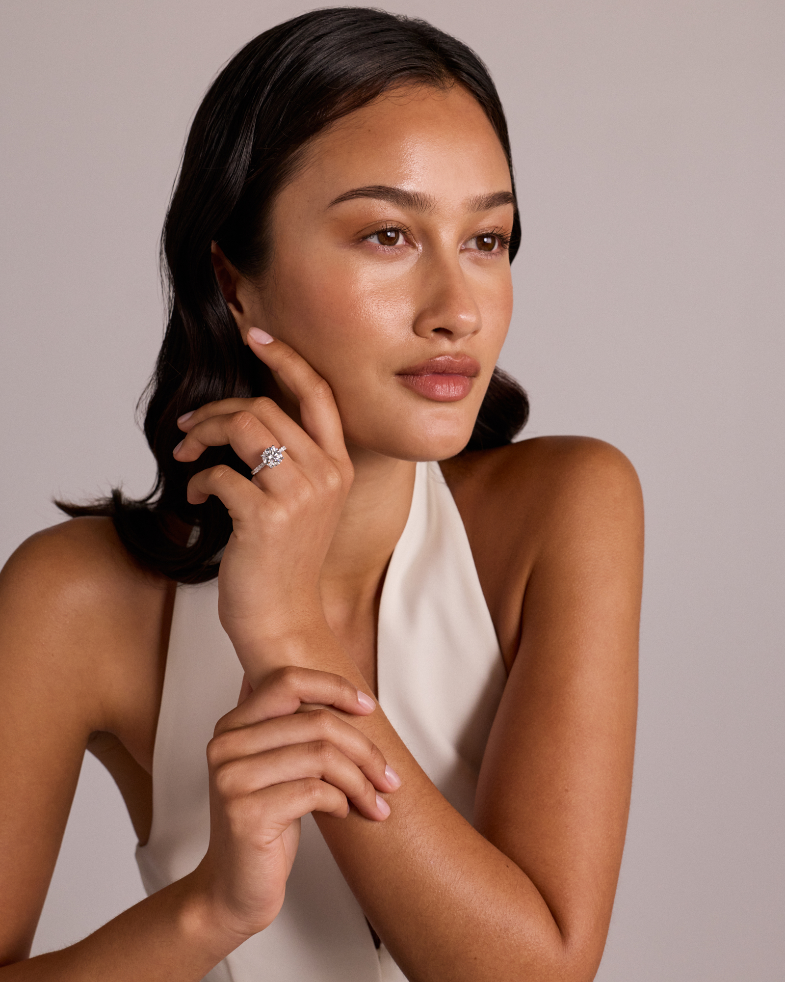 3.50 Carat TW Round Brilliant Laboratory-Grown Diamond Engagement Ring 18kt White Gold