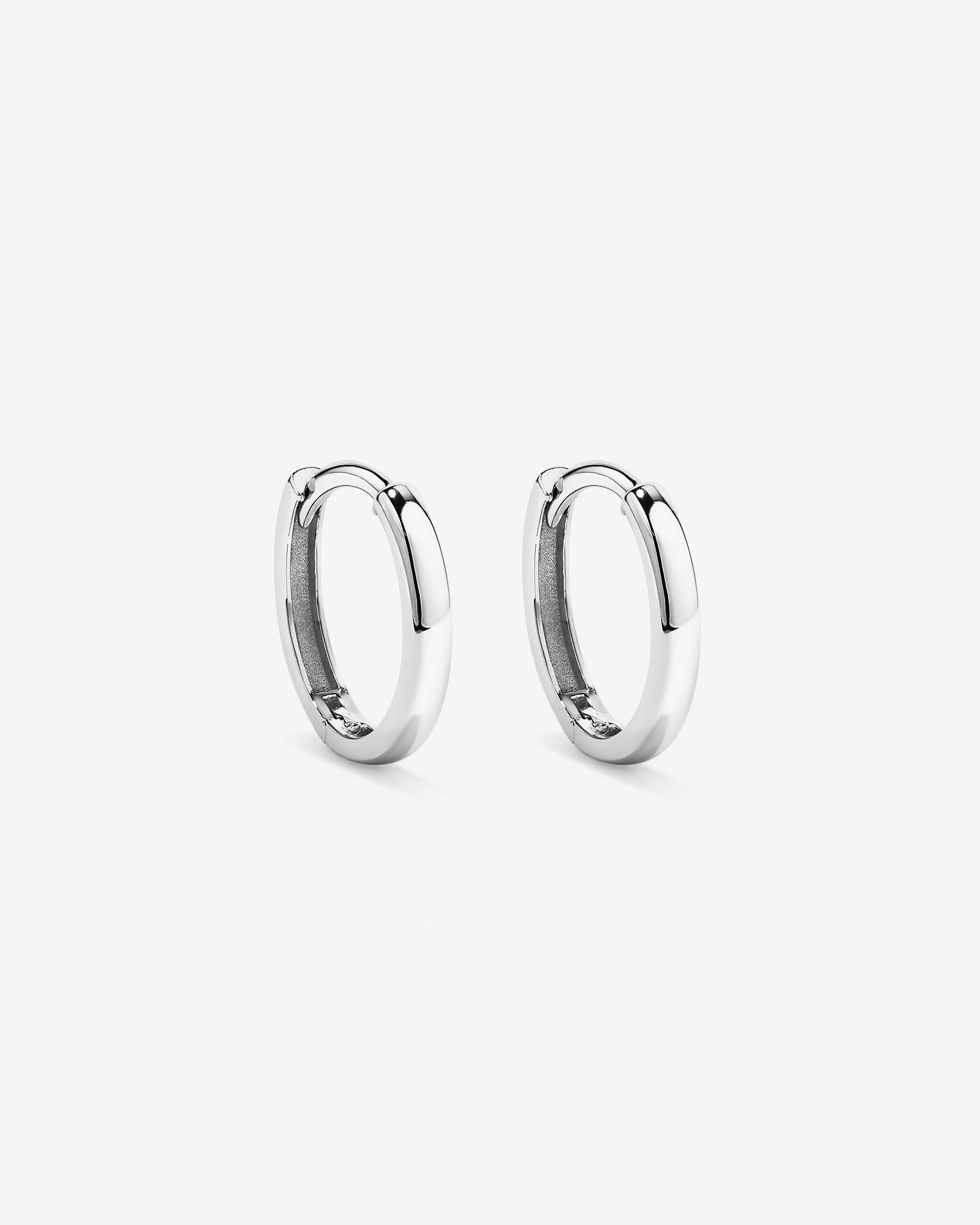 12mm Medium Polished Huggie Earrings in Sterling Silver