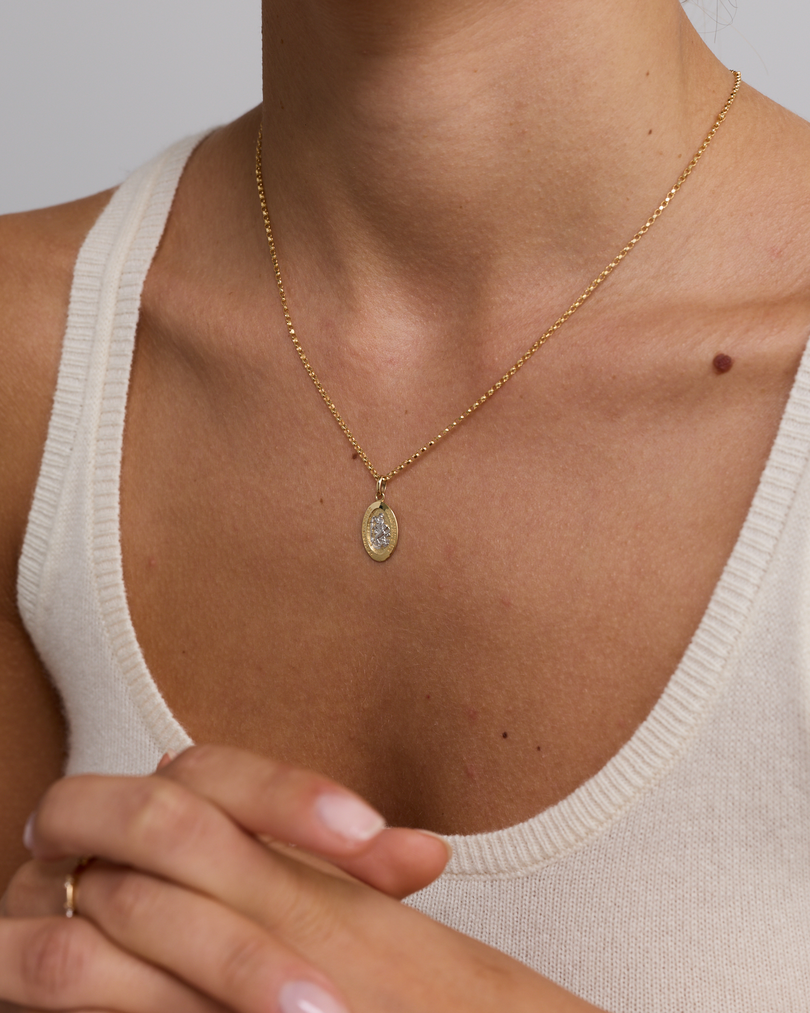 St Christopher Pendant in 10kt Yellow & White Gold