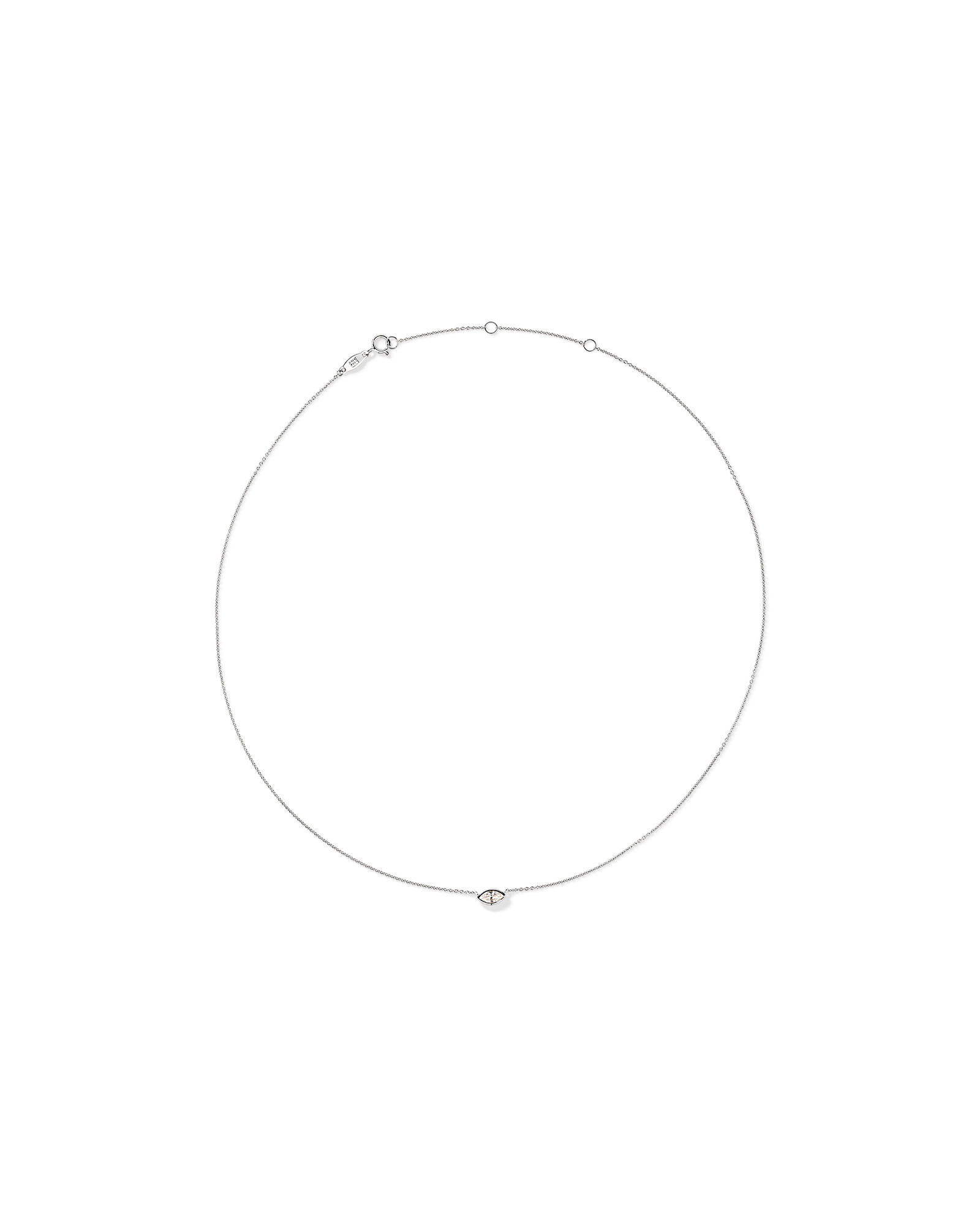 Marquise Cut White Created Sapphire Bezel Necklace in 10kt White Gold