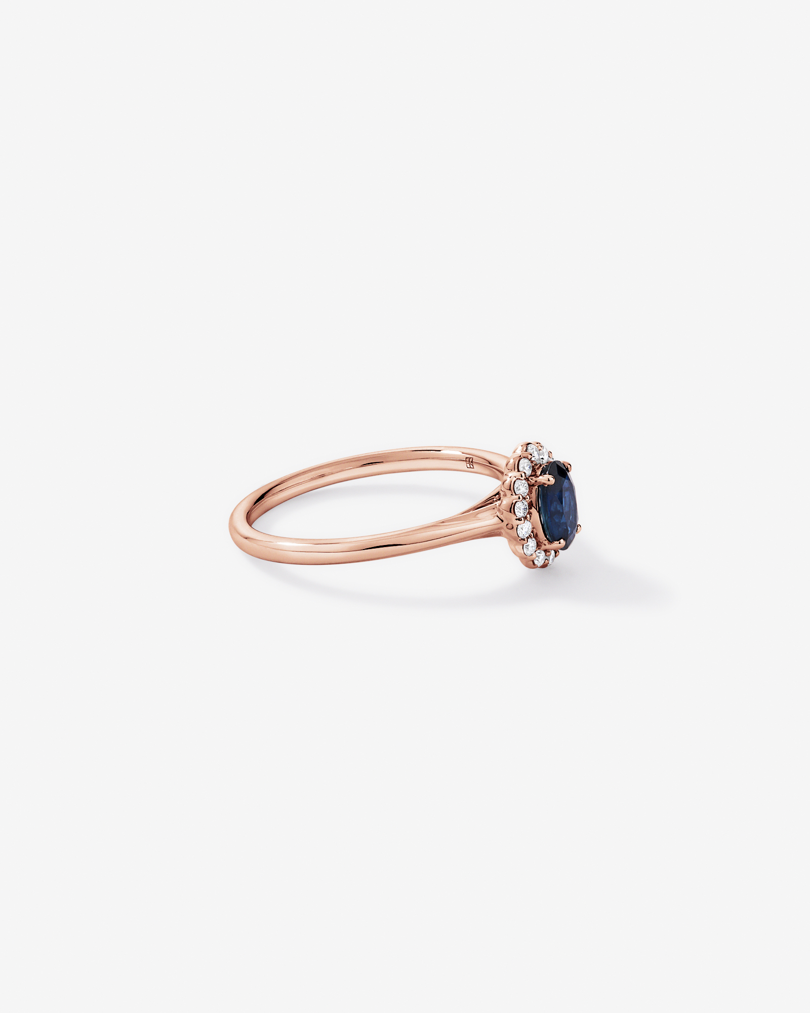 Australian Sapphire & 0.10 Carat TW Diamond Halo Ring 10kt Rose Gold