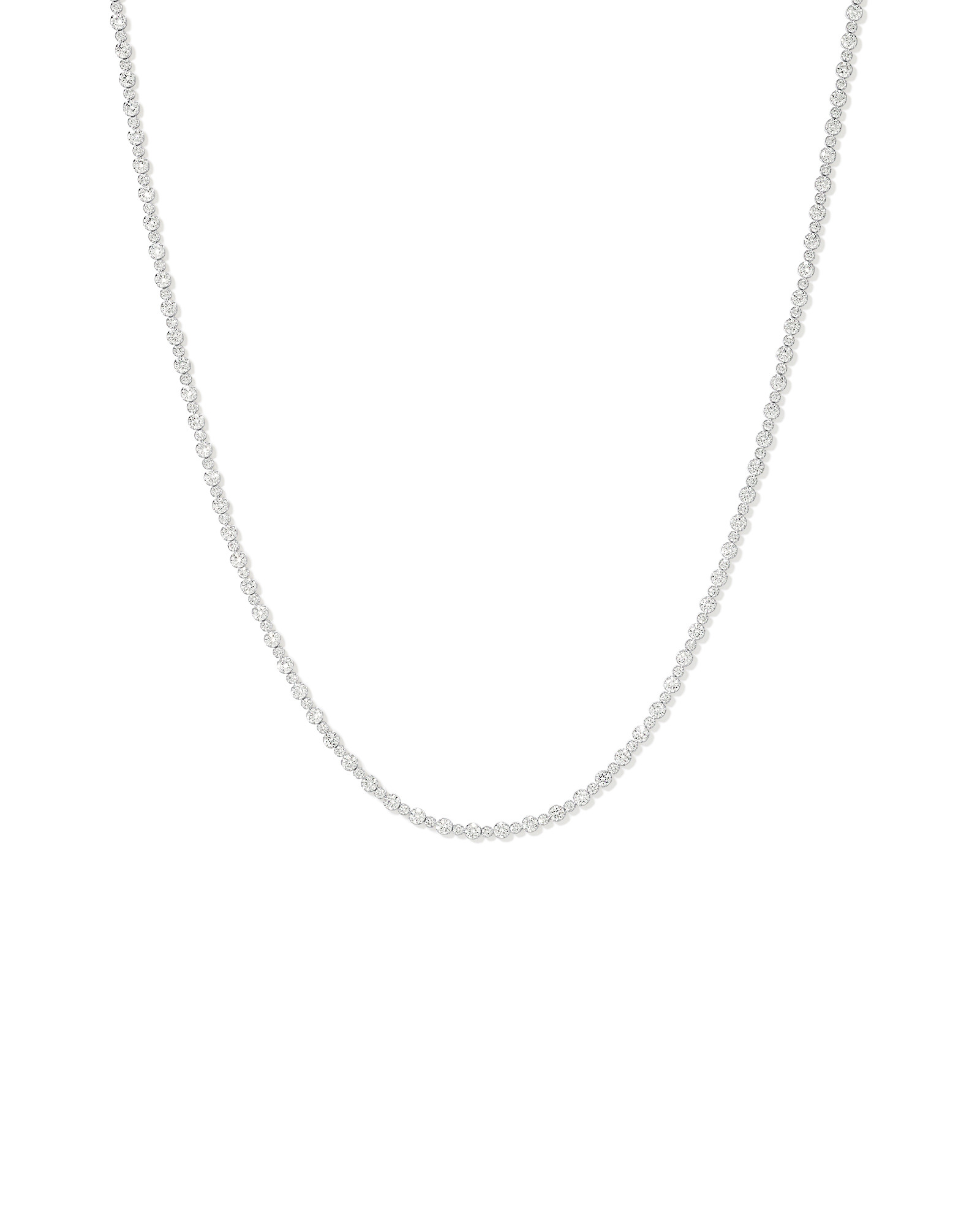 Cubic Zirconia Round Tennis Necklace in Sterling Silver