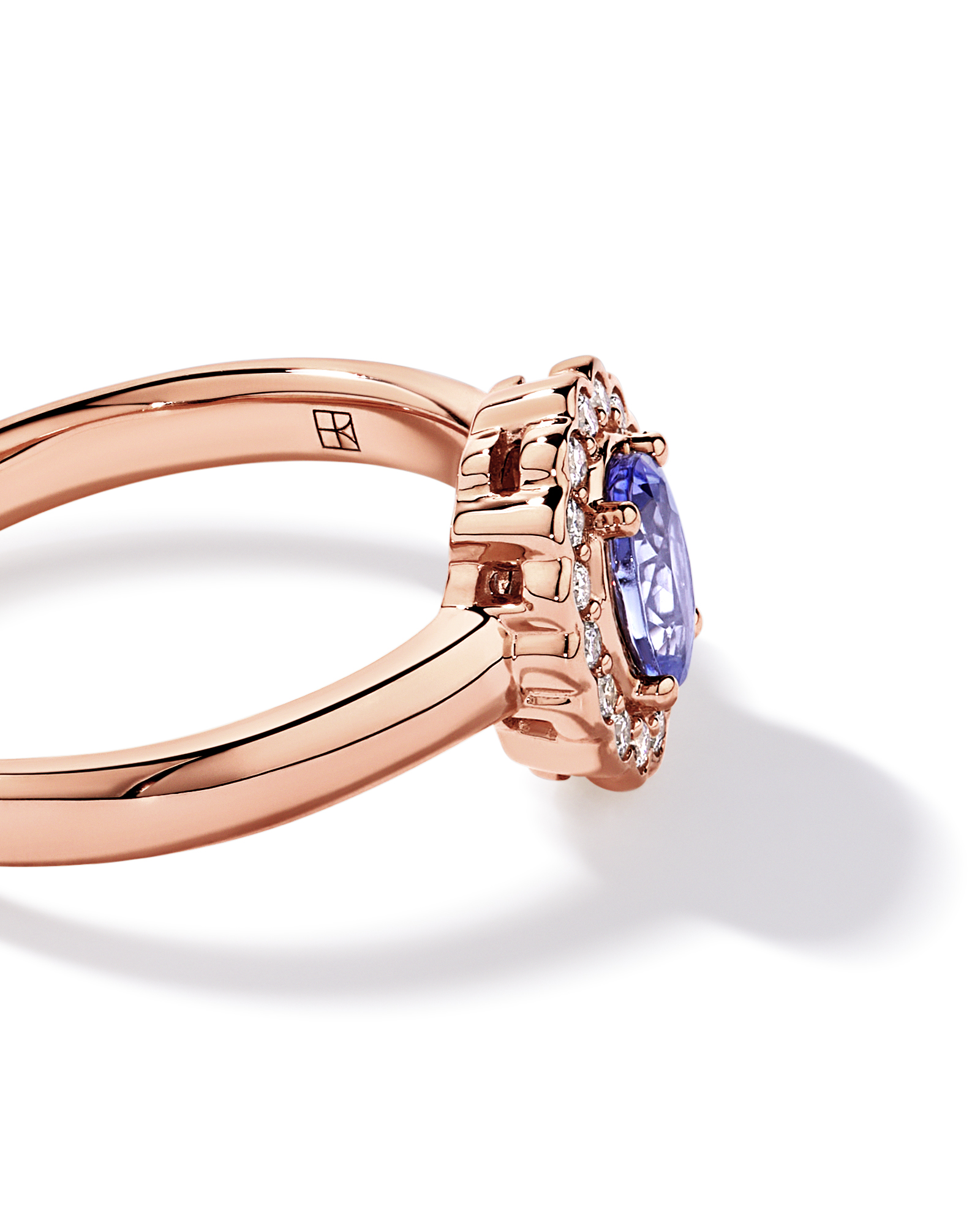 Tanzanite & 0.15TW of Diamond Halo Ring 10kt Rose Gold