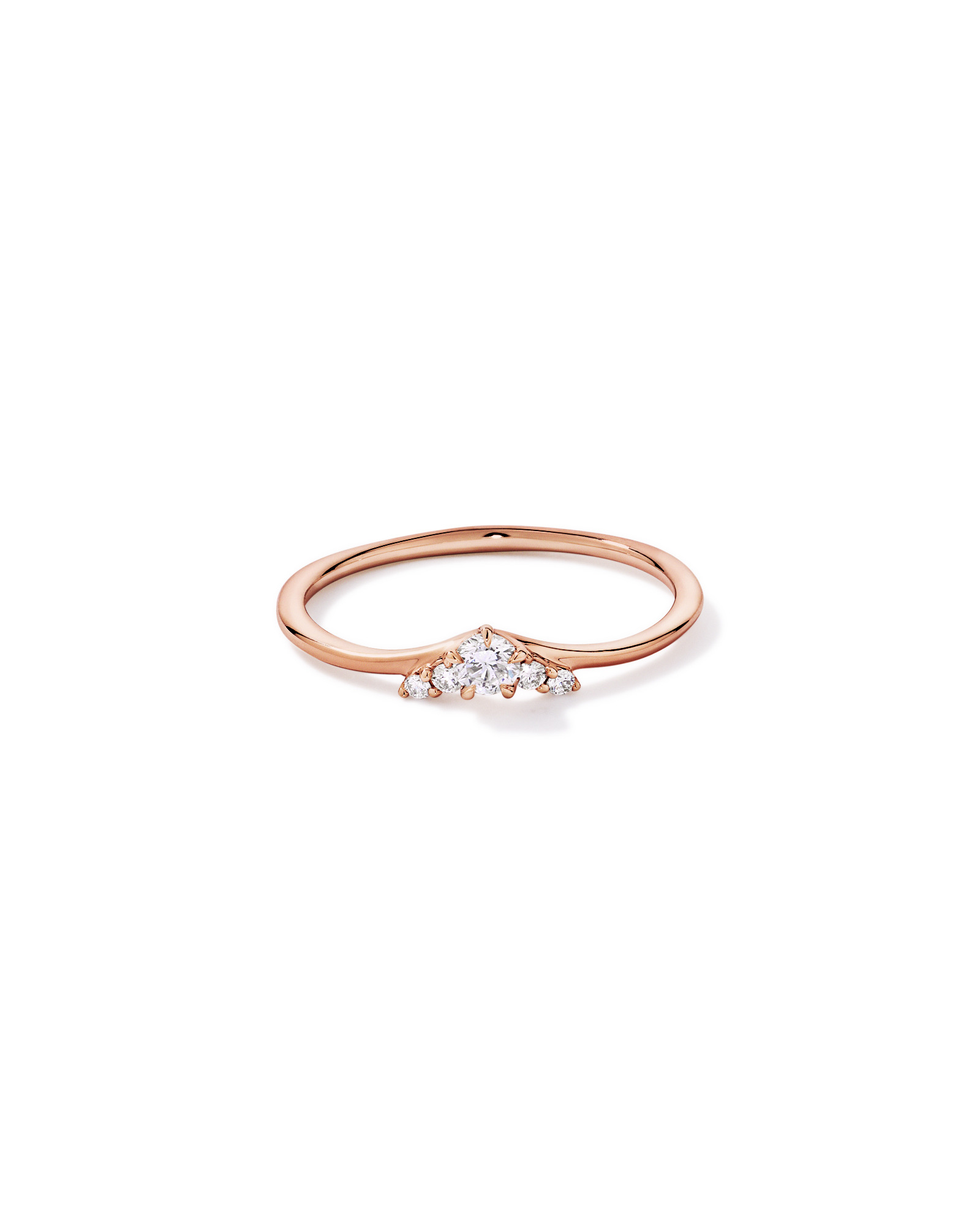 0.15TW Round Brilliant Laboratory-Grown Diamond Chevron Promise Ring 10kt Rose Gold