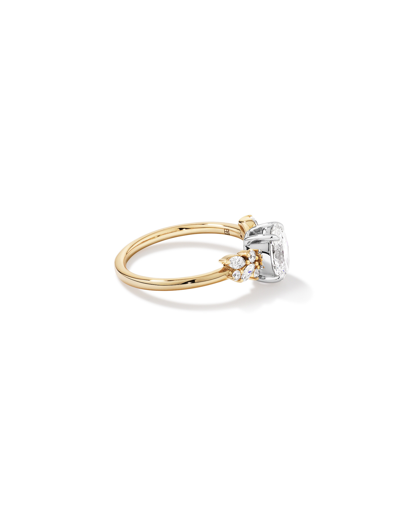 1.40 Carat TW Oval Cut Laboratory-Grown Diamond Marquise & Round Side Stone Engagement Ring 14kt Yellow White Gold