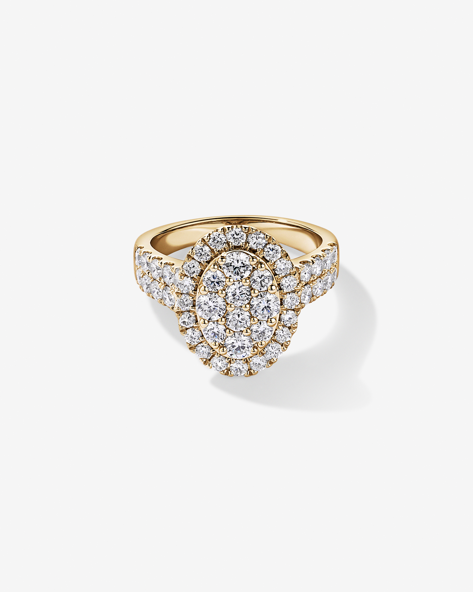 Bague en or jaune 10 carats sertie d'un diamant rond brillant de synthèse 2,00