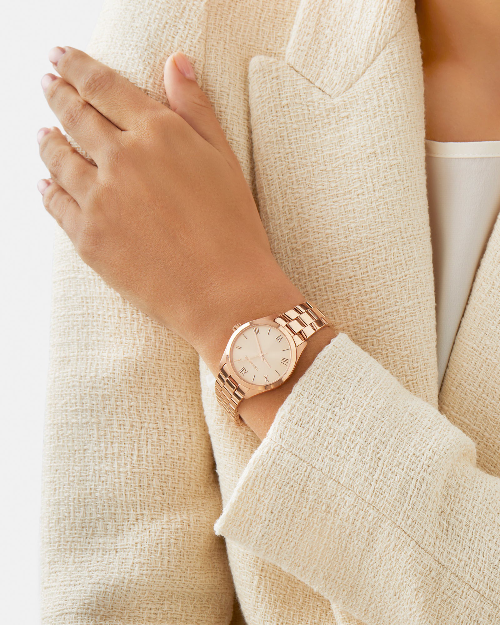 Montre en acier inoxydable rose pour femme