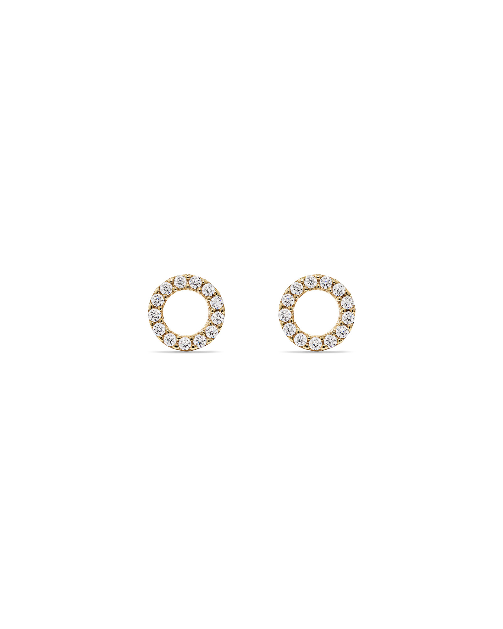 Cubic Zirconia Open Circle Stud Earrings in 10kt Yellow Gold