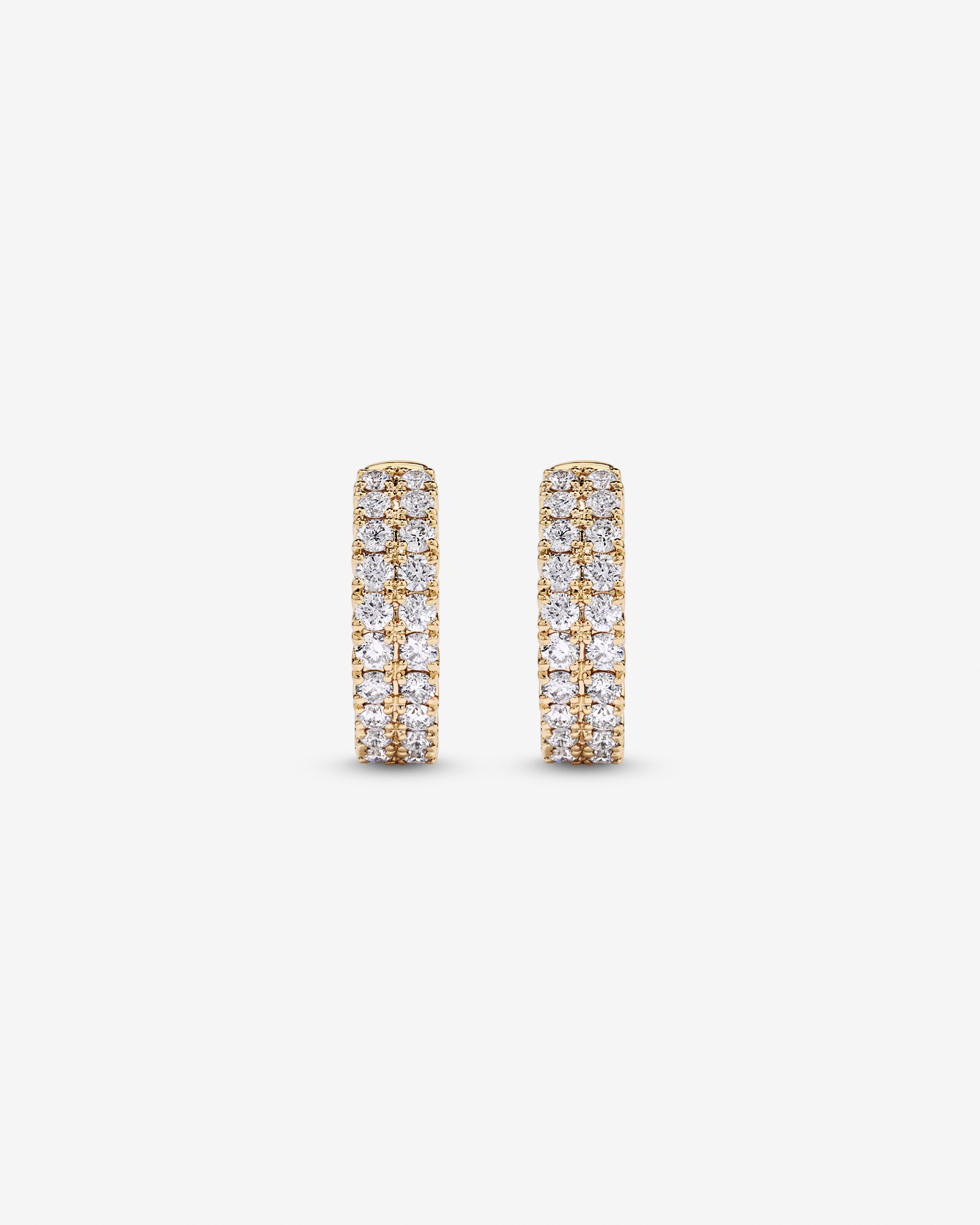 1.00 Carat TW Diamond Two-Row Huggie Earrings in 10kt Yellow Gold
