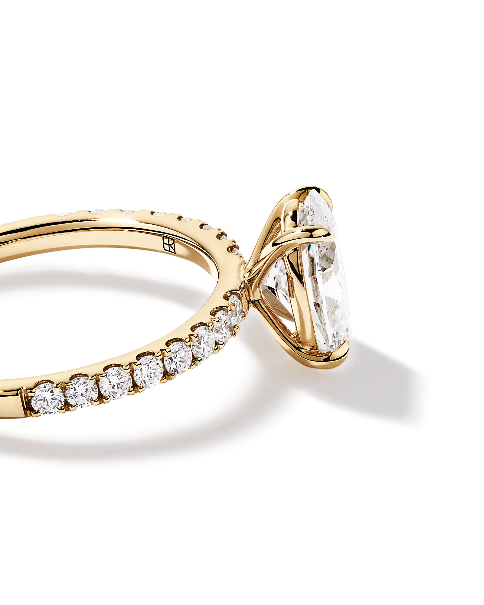 1.81 Carat TW Oval Lab-Grown Diamond Side Accent Engagement Ring 14kt Yellow Gold