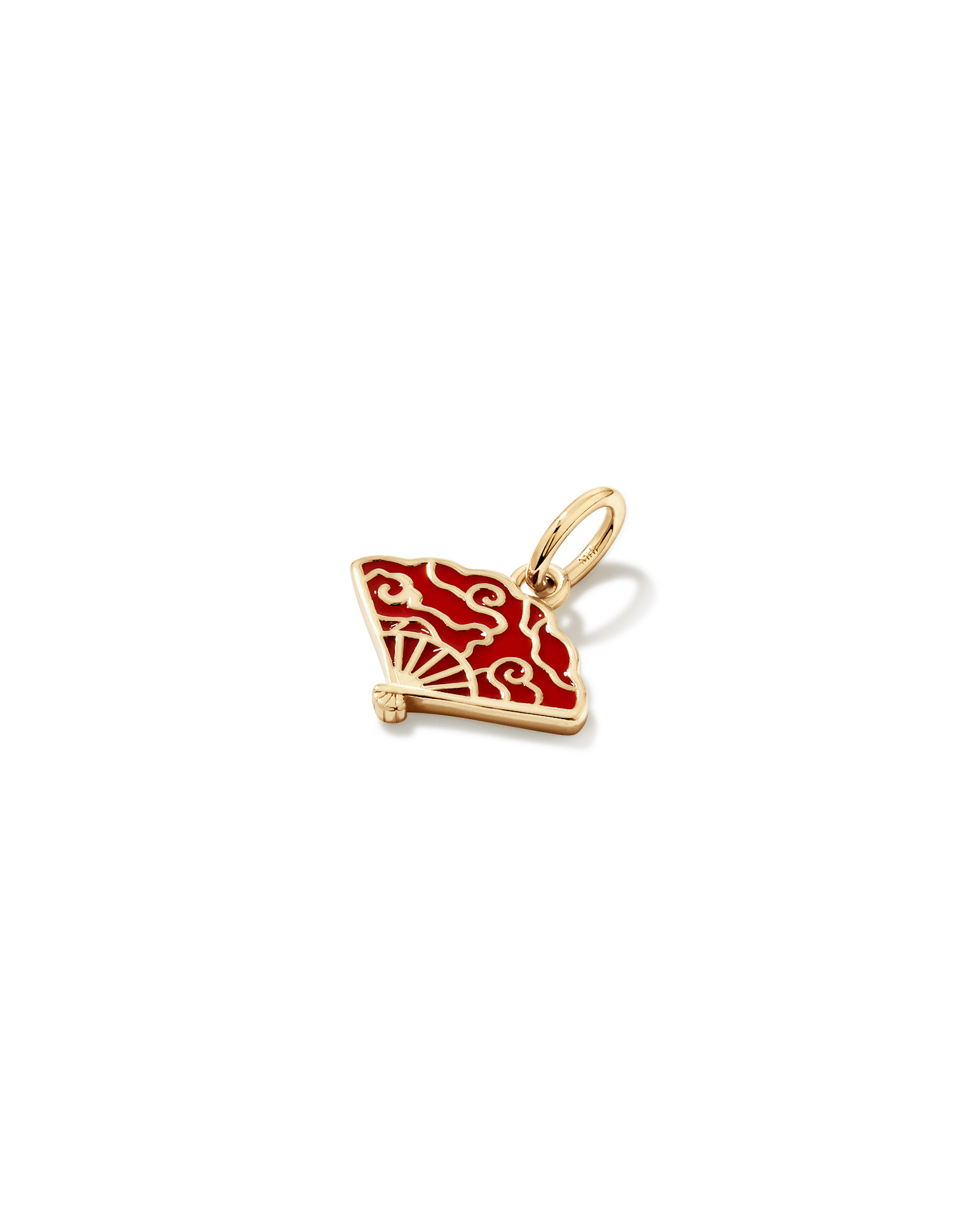 Red Enamel Fan Pendant in 18kt Vermeil