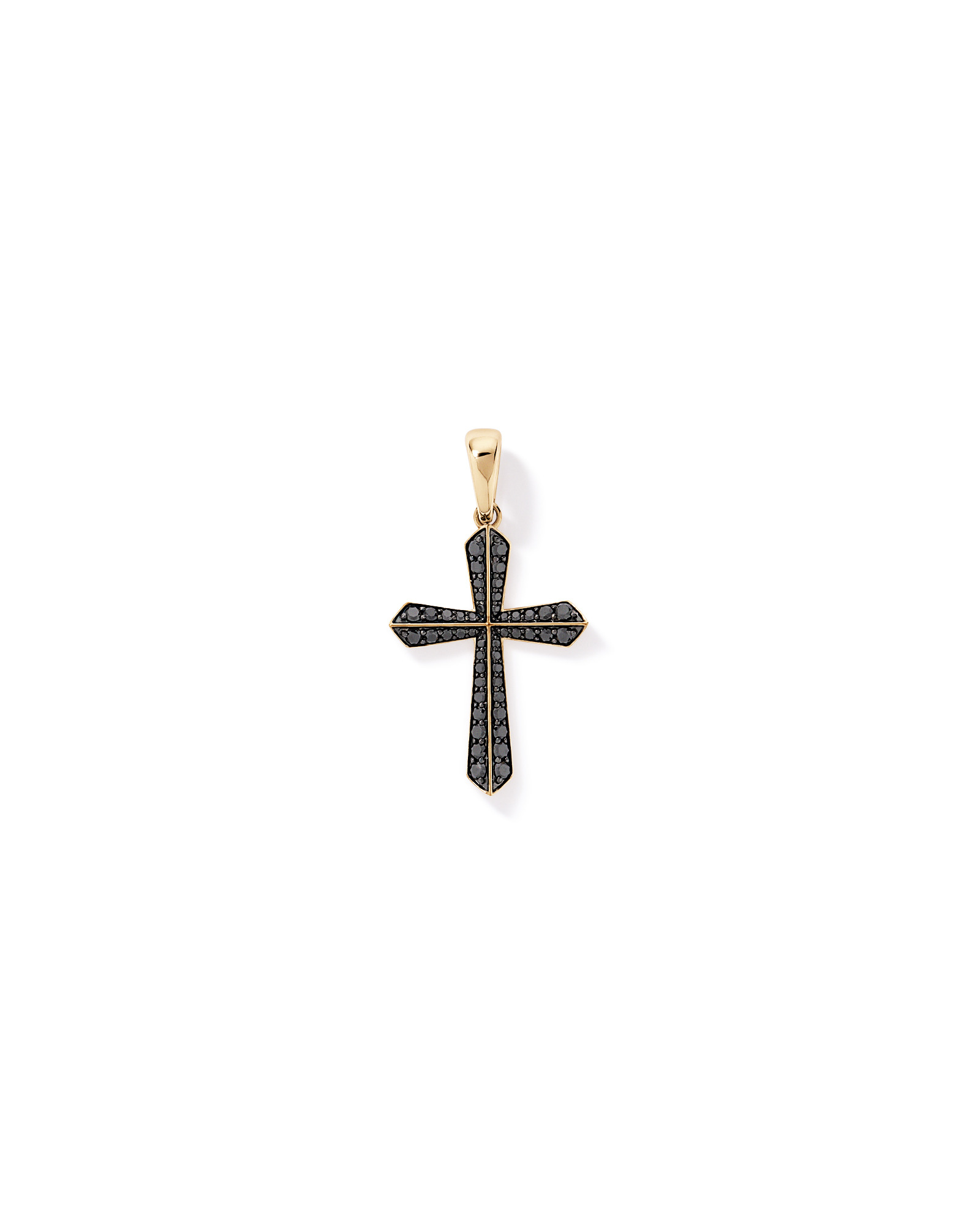 0.88 Carat TW Black Diamond Cross Pendant in 10kt Yellow Gold