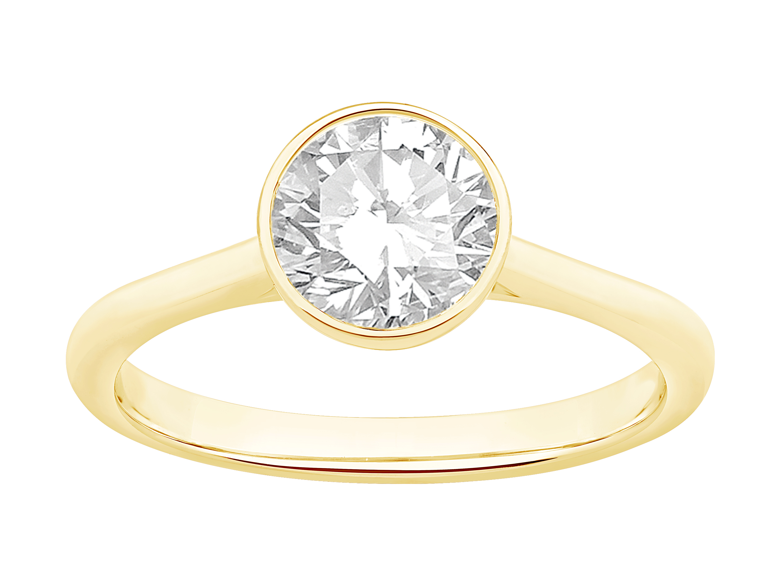 Bague De Fiançailles En Diamant Laboratoire Rond Brillant 1,25 Carat Poids Total, Sertie Dans Un Chaton Or Jaune 14 Carats