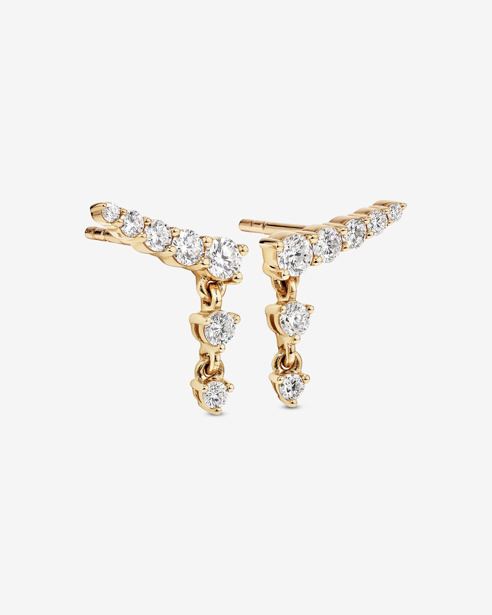 0,50 carat TW de grimpeurs à oreille diamantée cultivés en laboratoire en or jaune 10 nœuds